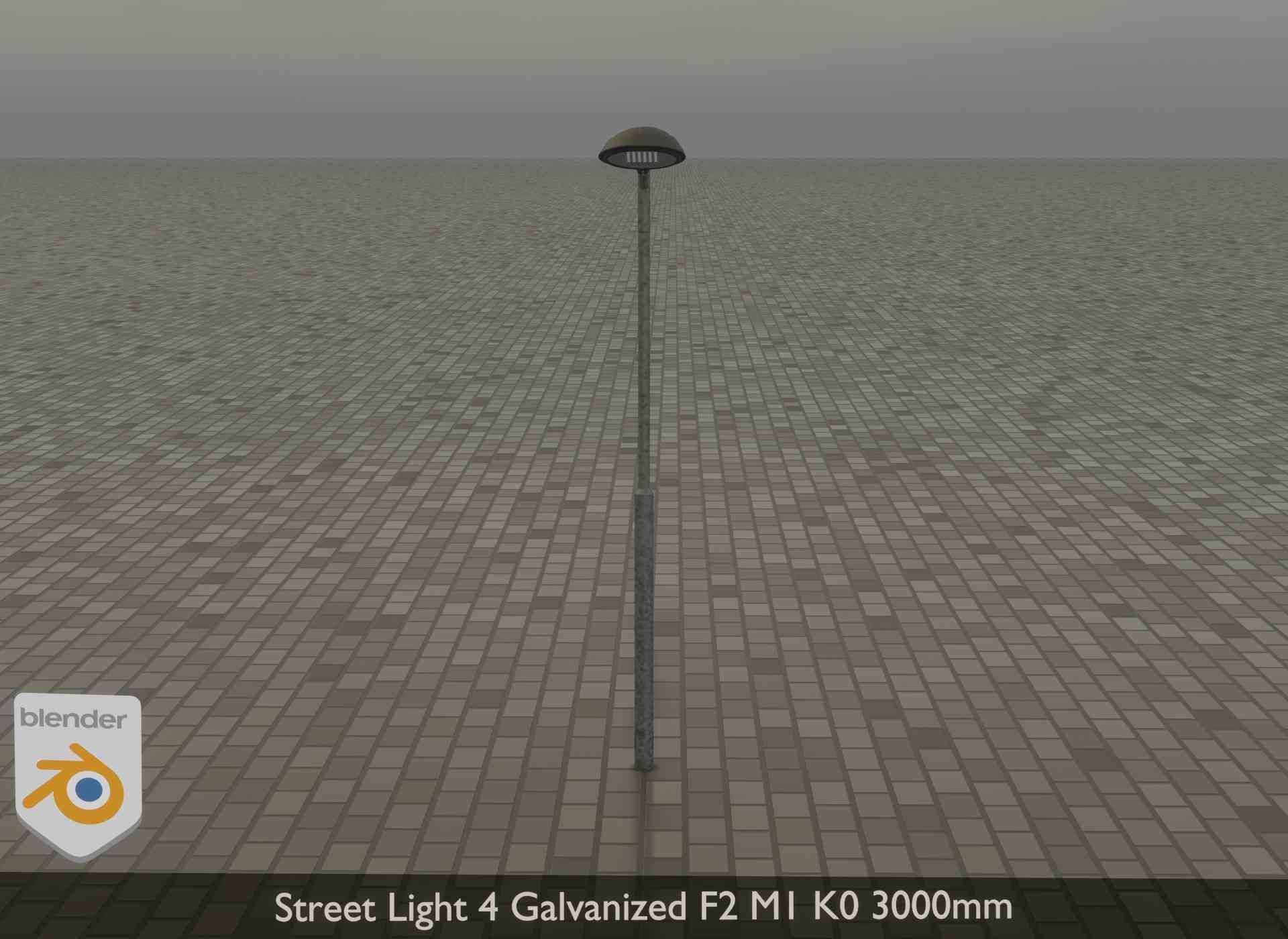 Street Light 4 Galvanized F2 M1 K0 3000mm Low-poly 3D model_30