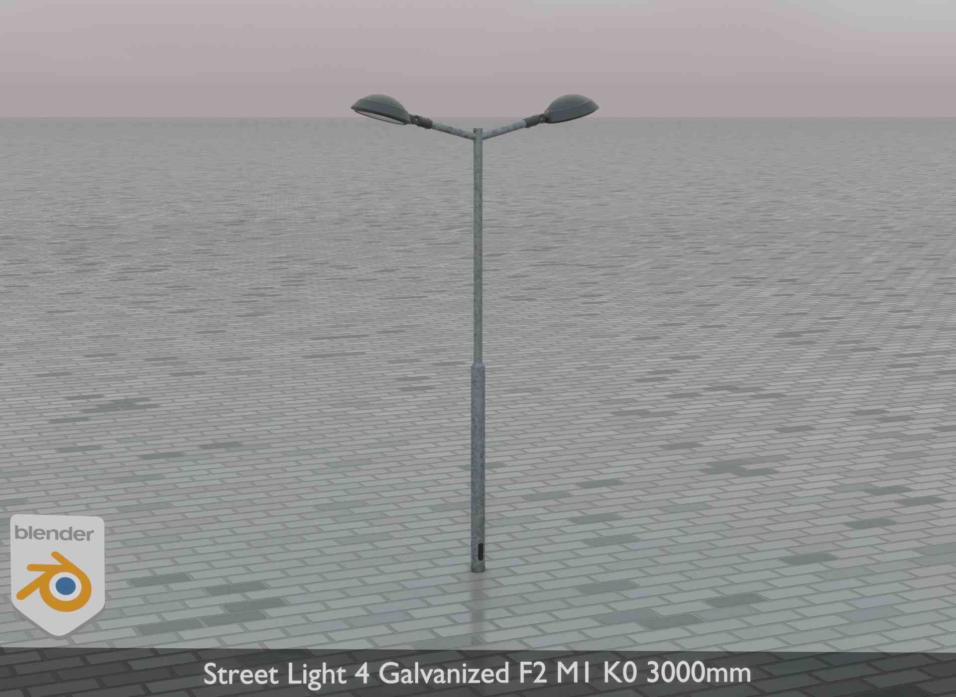 Street Light 4 Galvanized F2 M1 K0 3000mm Low-poly 3D model_77