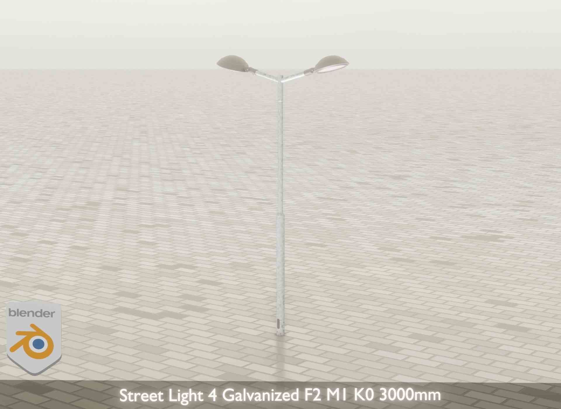 Street Light 4 Galvanized F2 M1 K0 3000mm Low-poly 3D model_44