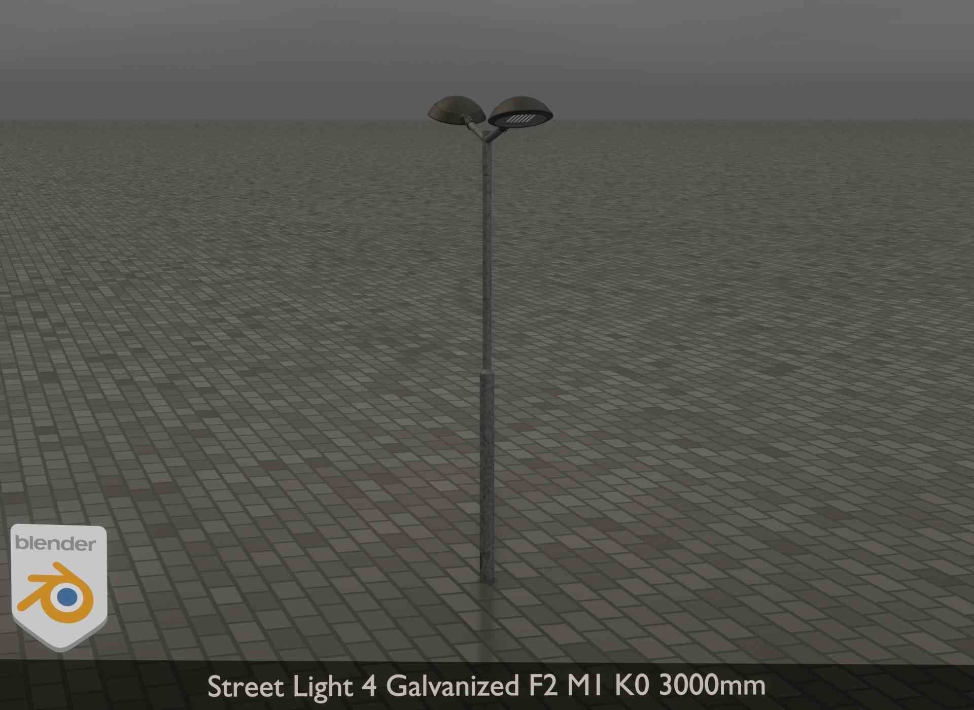 Street Light 4 Galvanized F2 M1 K0 3000mm Low-poly 3D model_28