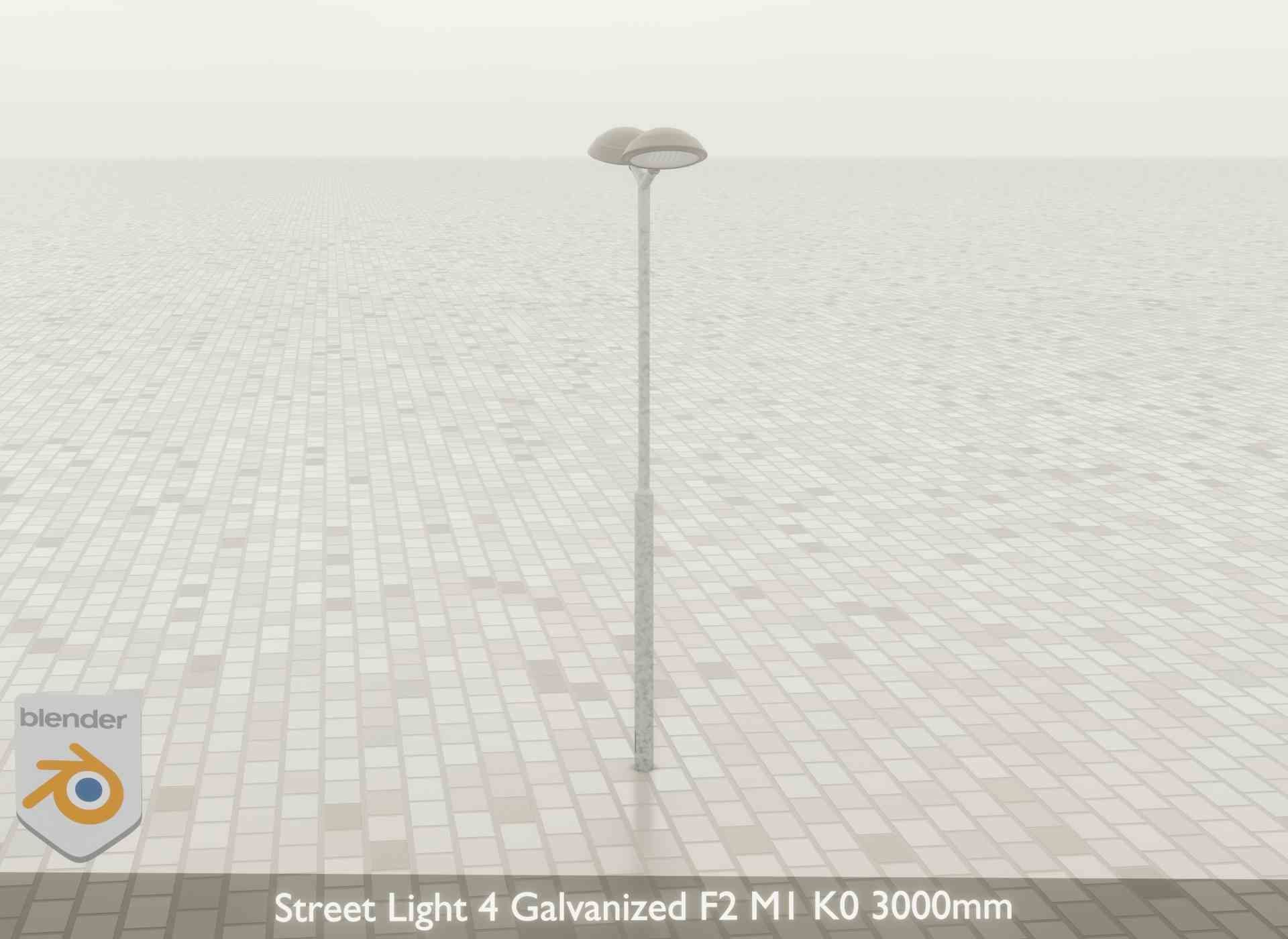 Street Light 4 Galvanized F2 M1 K0 3000mm Low-poly 3D model_49
