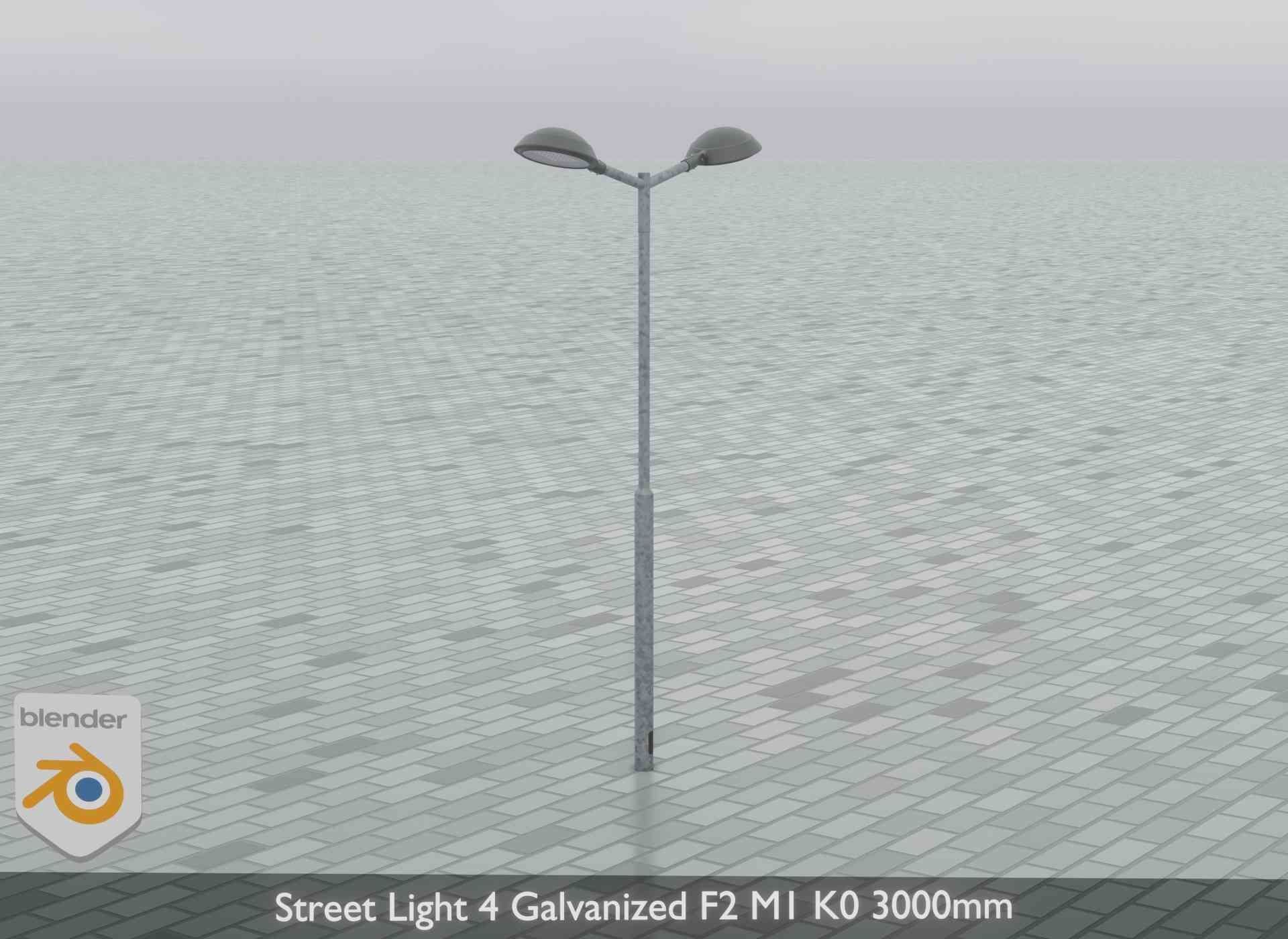 Street Light 4 Galvanized F2 M1 K0 3000mm Low-poly 3D model_14