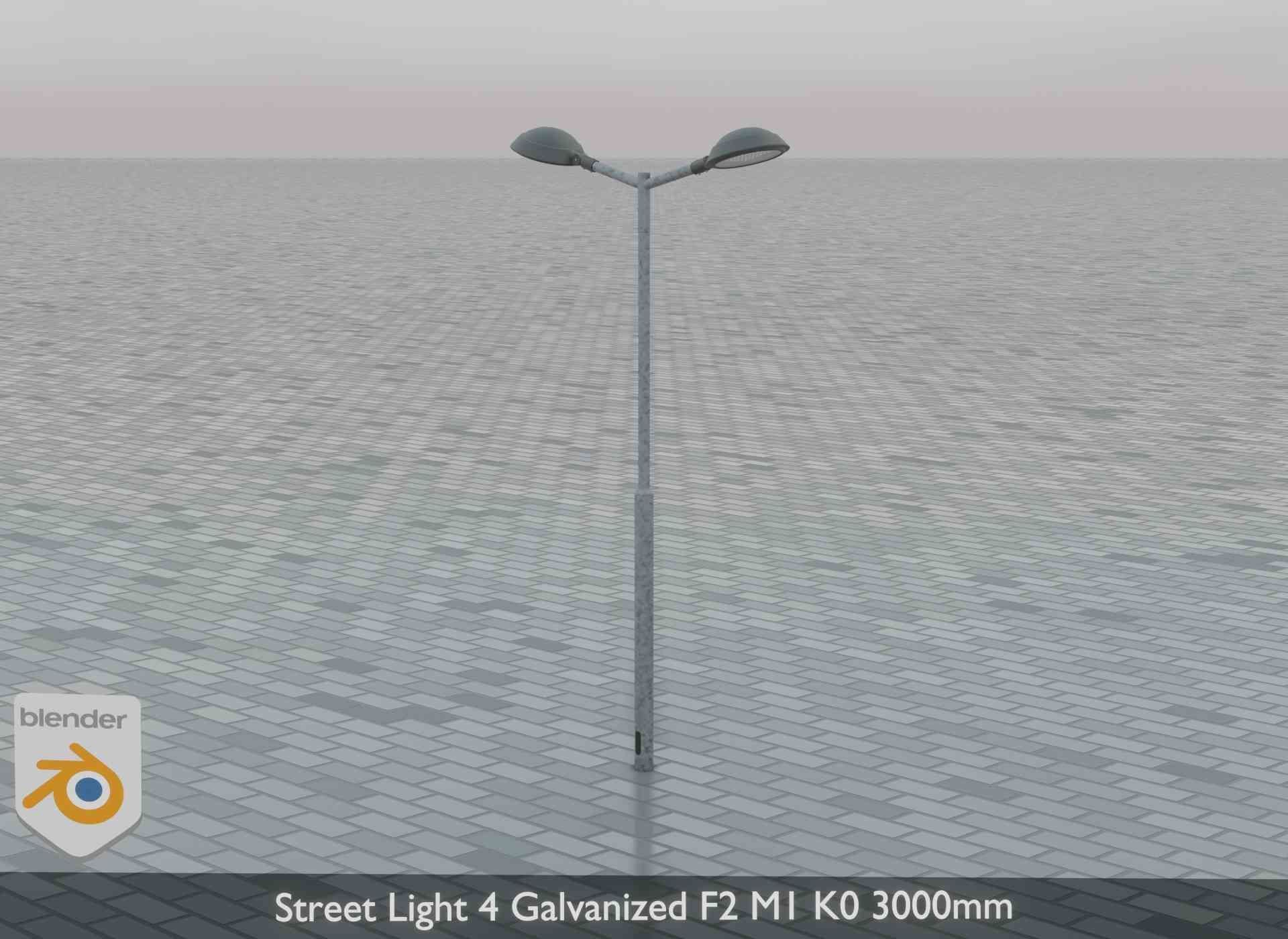 Street Light 4 Galvanized F2 M1 K0 3000mm Low-poly 3D model_5