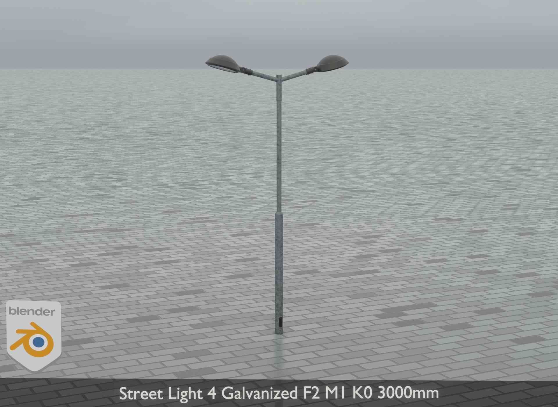 Street Light 4 Galvanized F2 M1 K0 3000mm Low-poly 3D model_17