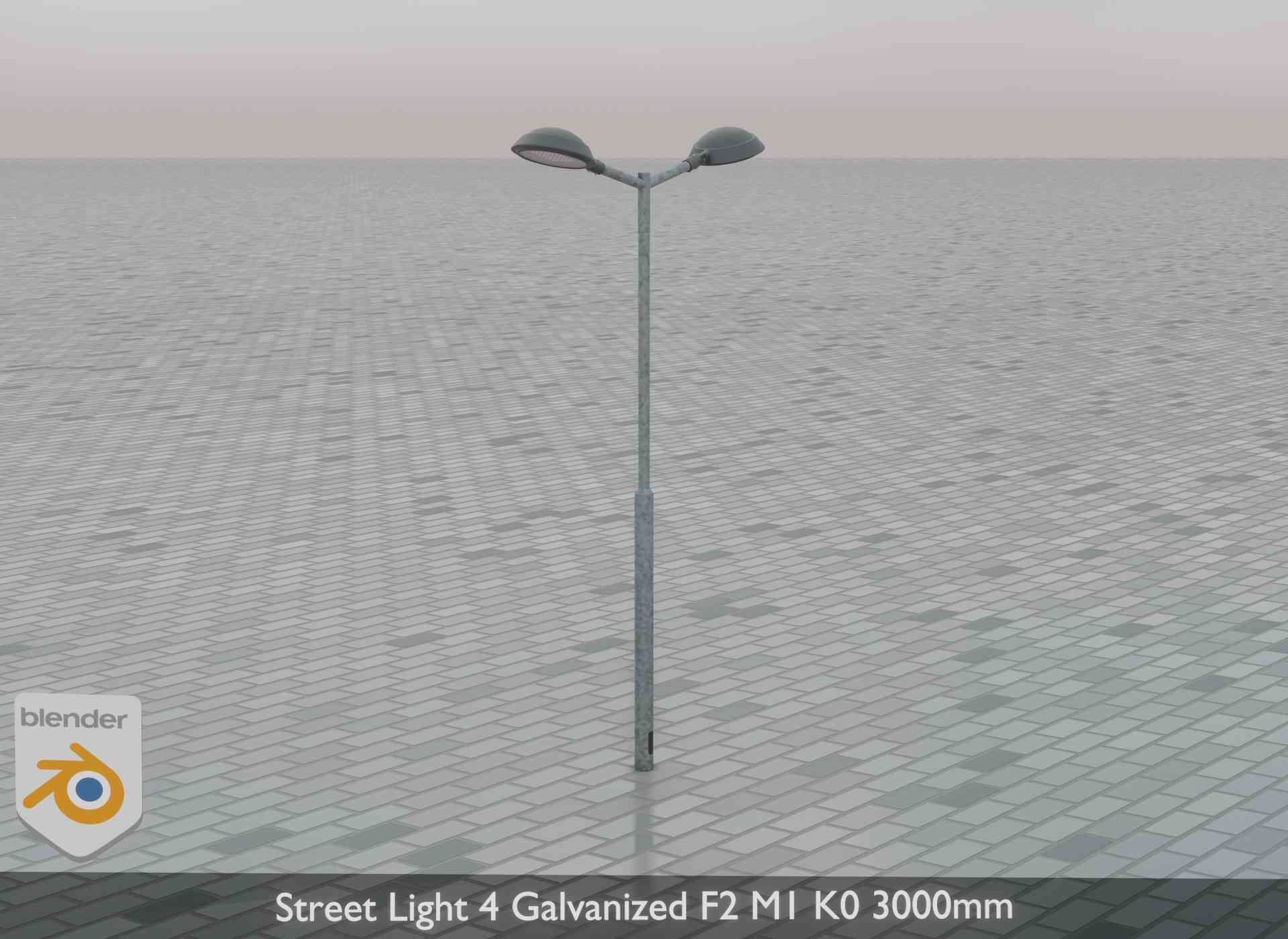 Street Light 4 Galvanized F2 M1 K0 3000mm Low-poly 3D model_74
