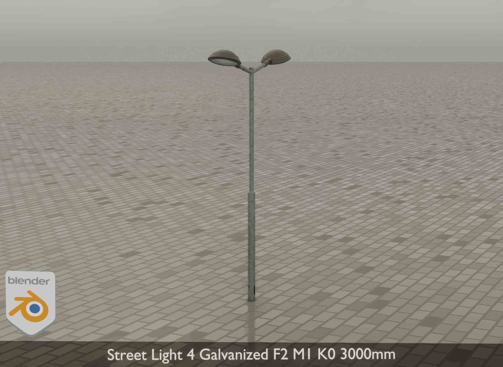 Street Light 4 Galvanized F2 M1 K0 3000mm Low-poly 3D model_33