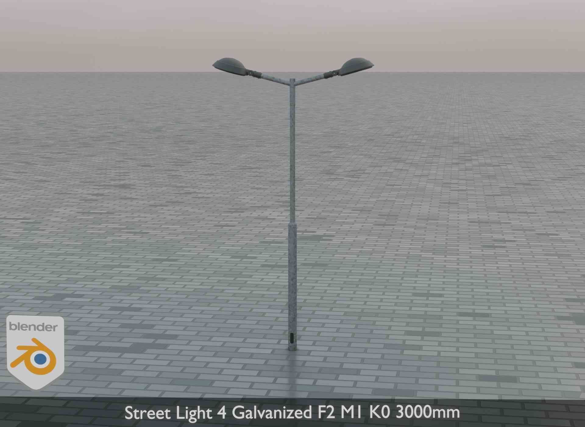 Street Light 4 Galvanized F2 M1 K0 3000mm Low-poly 3D model_1