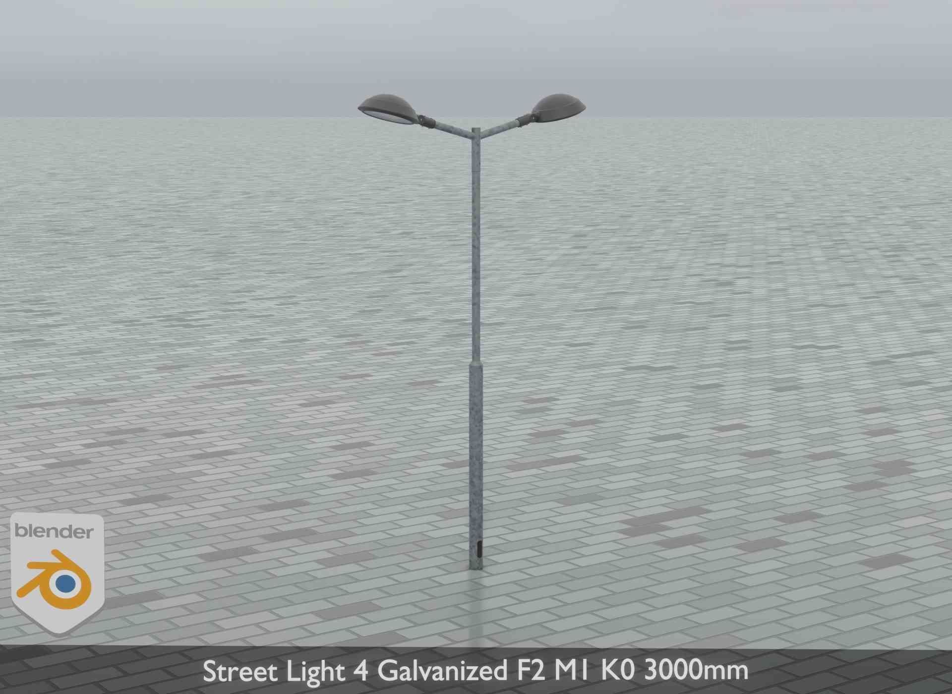 Street Light 4 Galvanized F2 M1 K0 3000mm Low-poly 3D model_16