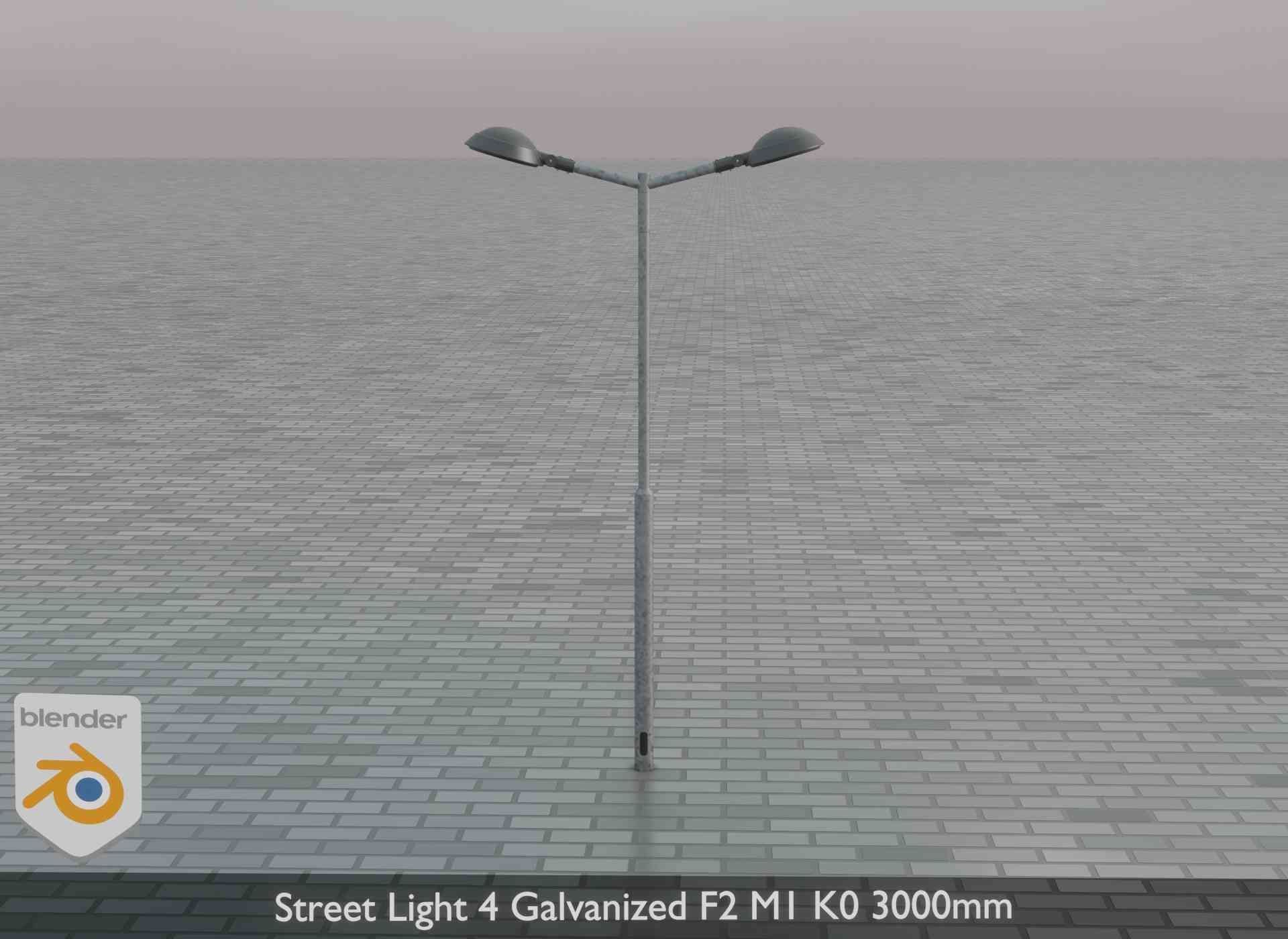 Street Light 4 Galvanized F2 M1 K0 3000mm Low-poly 3D model_80