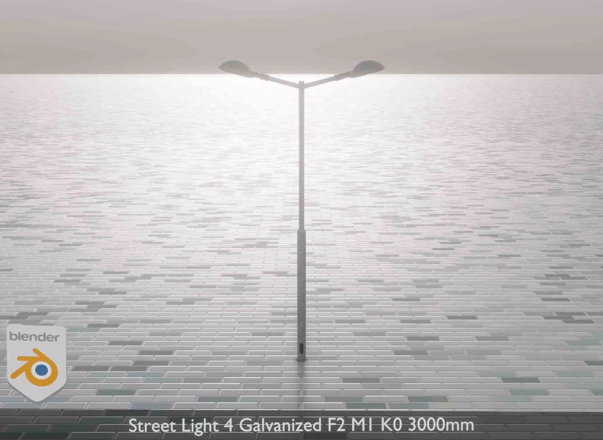 Street Light 4 Galvanized F2 M1 K0 3000mm Low-poly 3D model_0