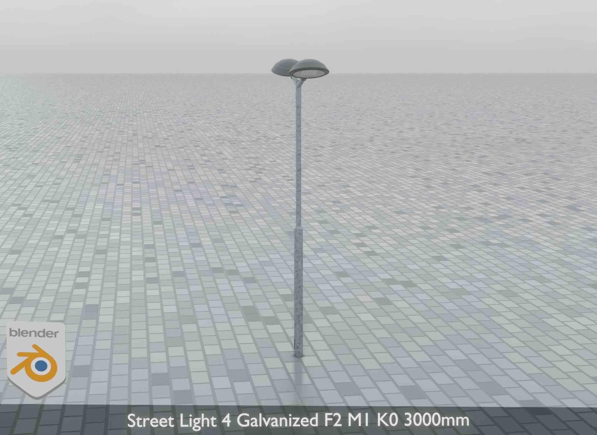 Street Light 4 Galvanized F2 M1 K0 3000mm Low-poly 3D model_9