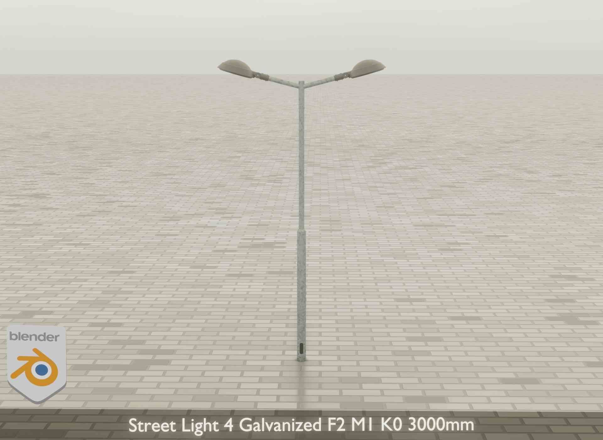 Street Light 4 Galvanized F2 M1 K0 3000mm Low-poly 3D model_40