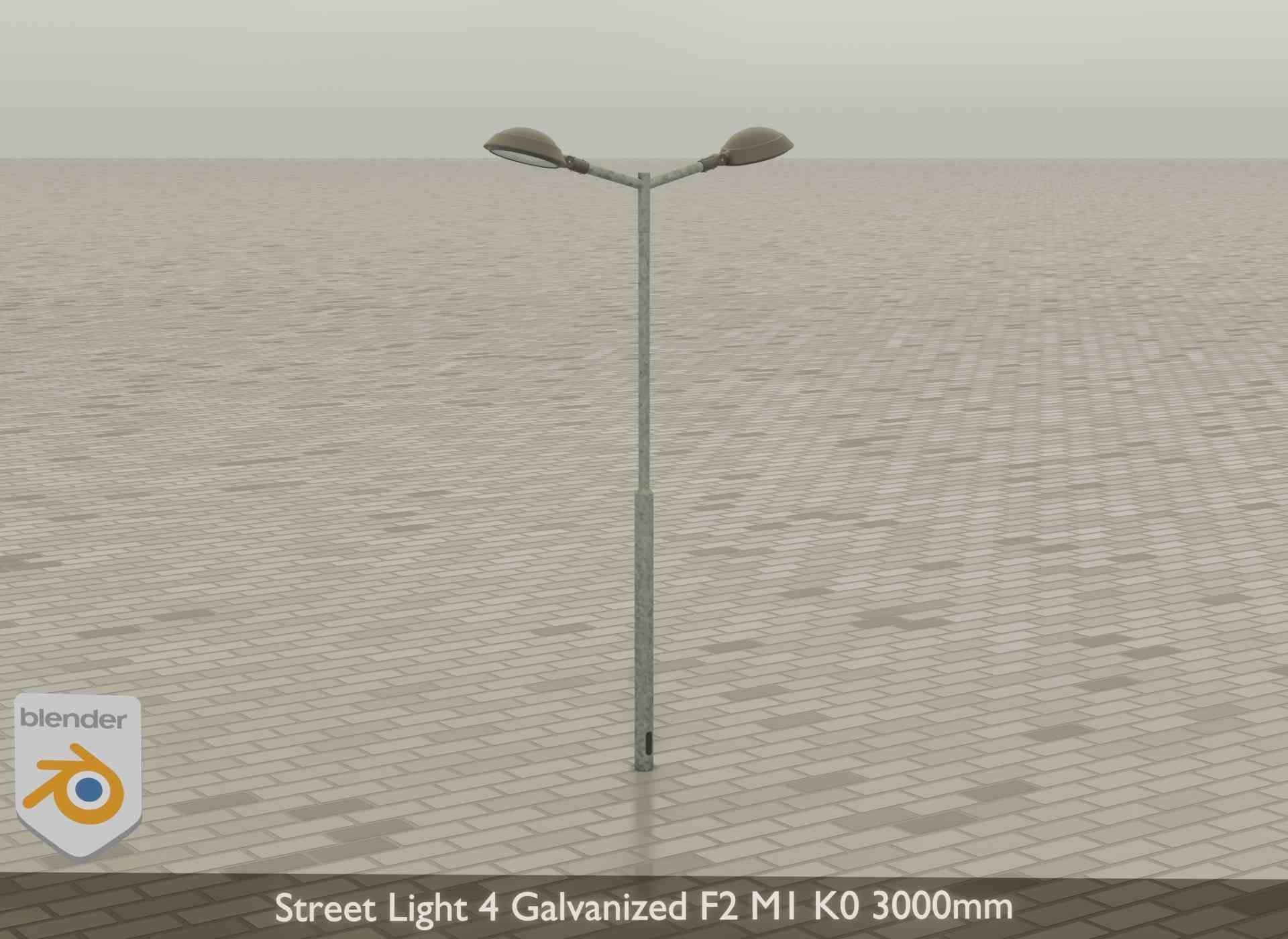 Street Light 4 Galvanized F2 M1 K0 3000mm Low-poly 3D model_36