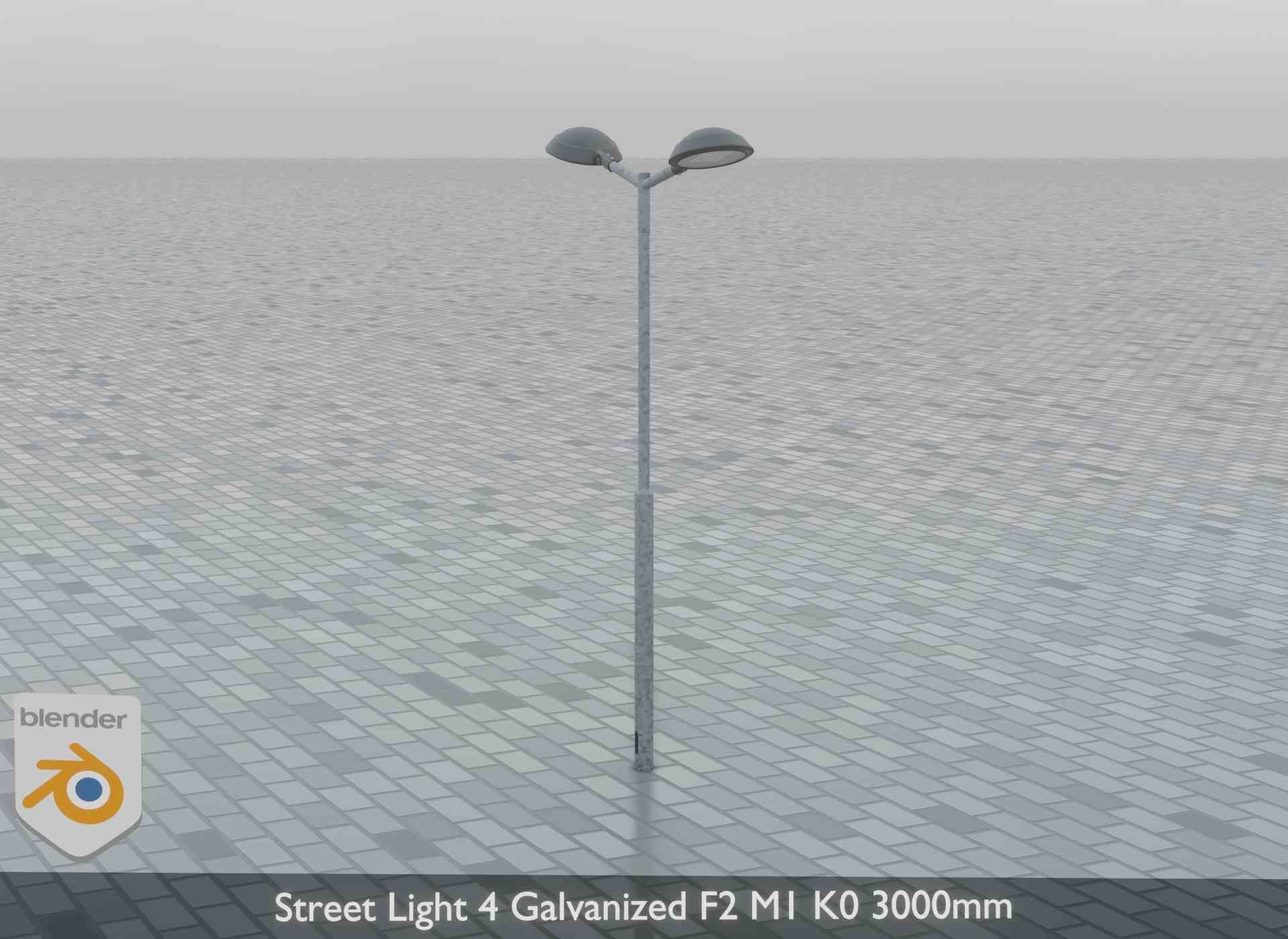 Street Light 4 Galvanized F2 M1 K0 3000mm Low-poly 3D model_7
