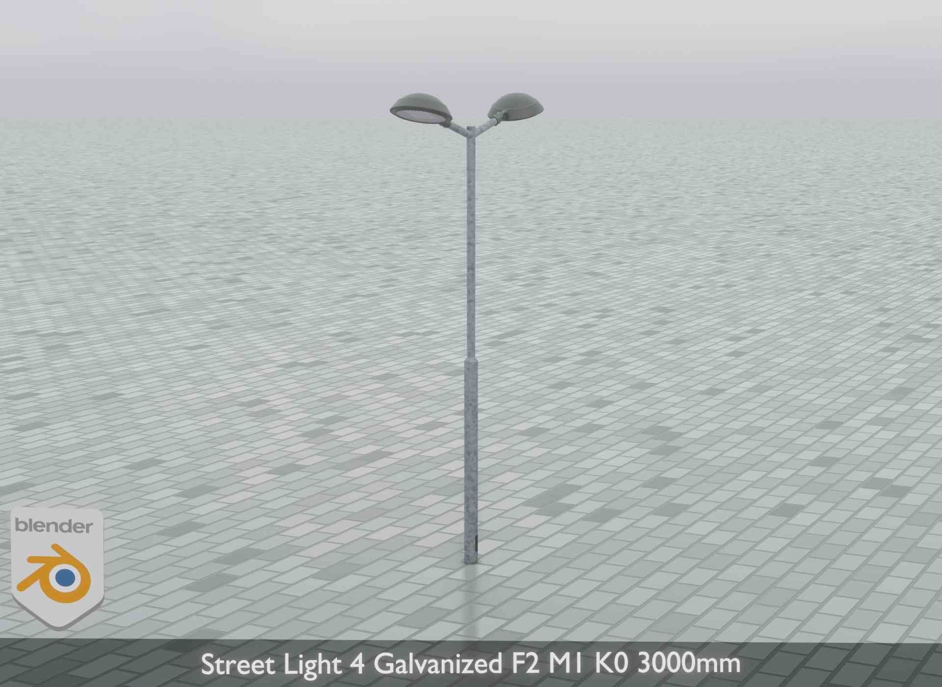 Street Light 4 Galvanized F2 M1 K0 3000mm Low-poly 3D model_13