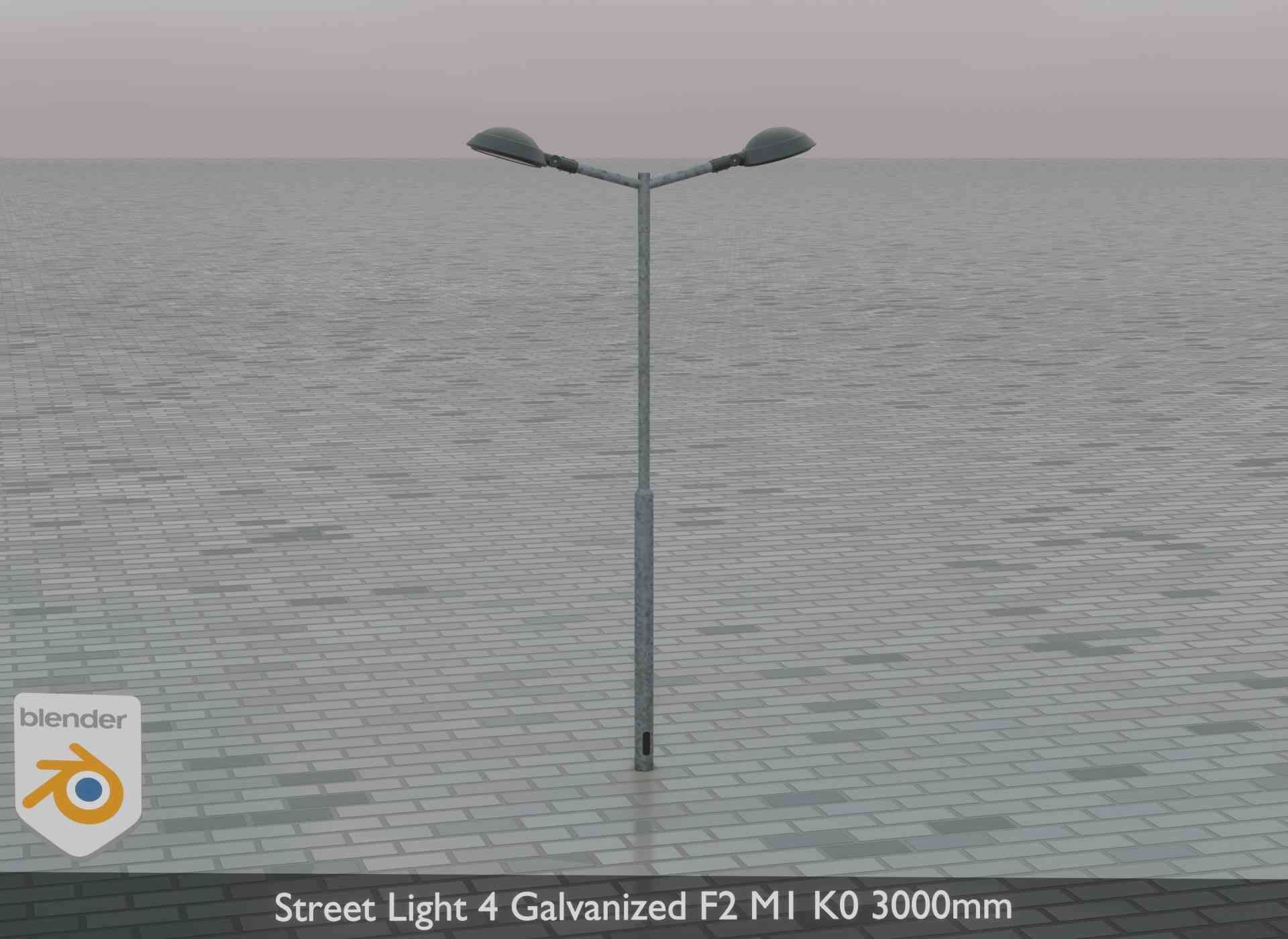 Street Light 4 Galvanized F2 M1 K0 3000mm Low-poly 3D model_78