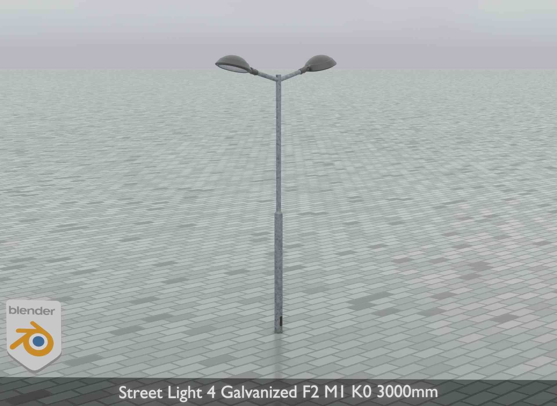 Street Light 4 Galvanized F2 M1 K0 3000mm Low-poly 3D model_15