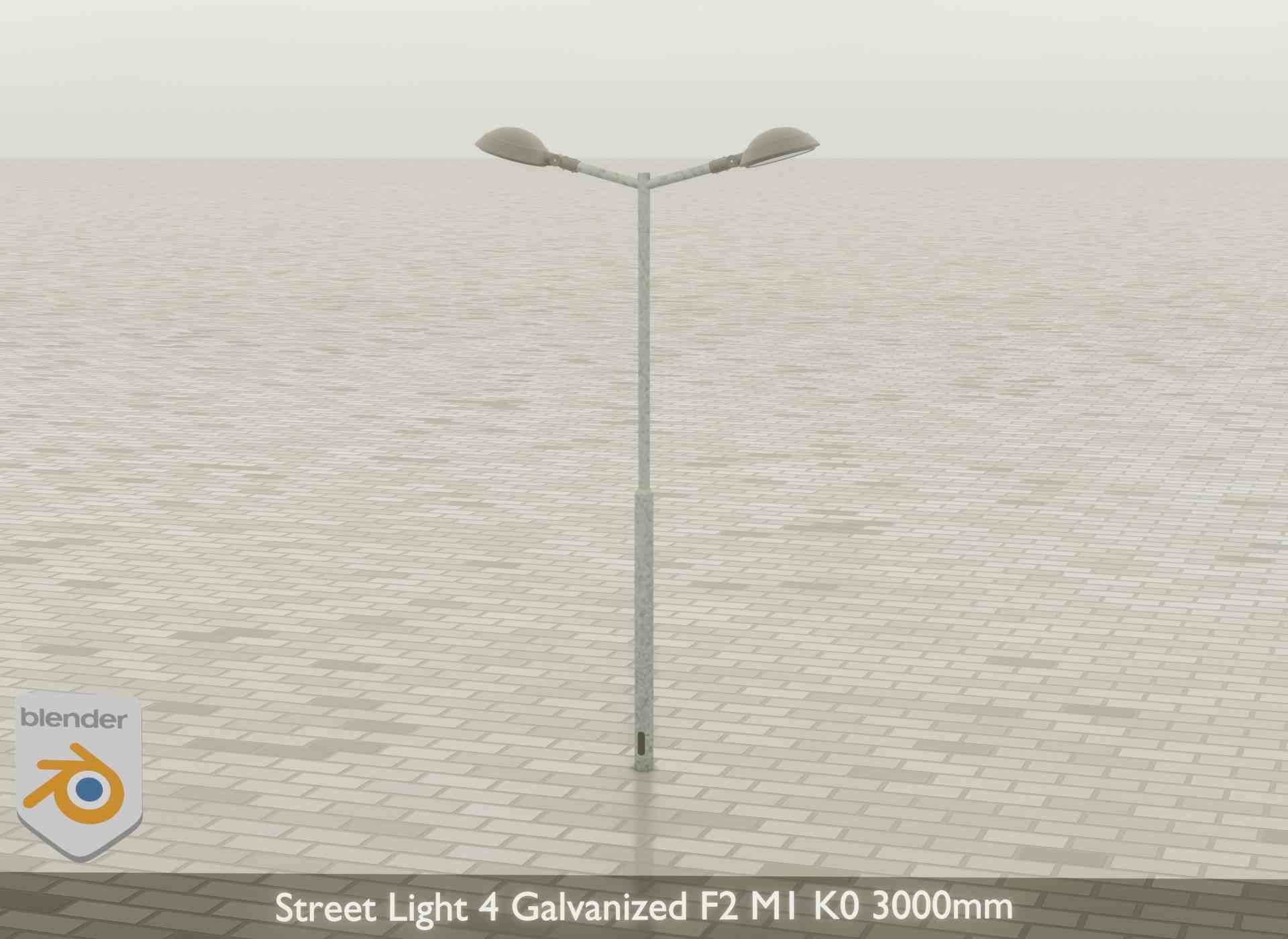 Street Light 4 Galvanized F2 M1 K0 3000mm Low-poly 3D model_42