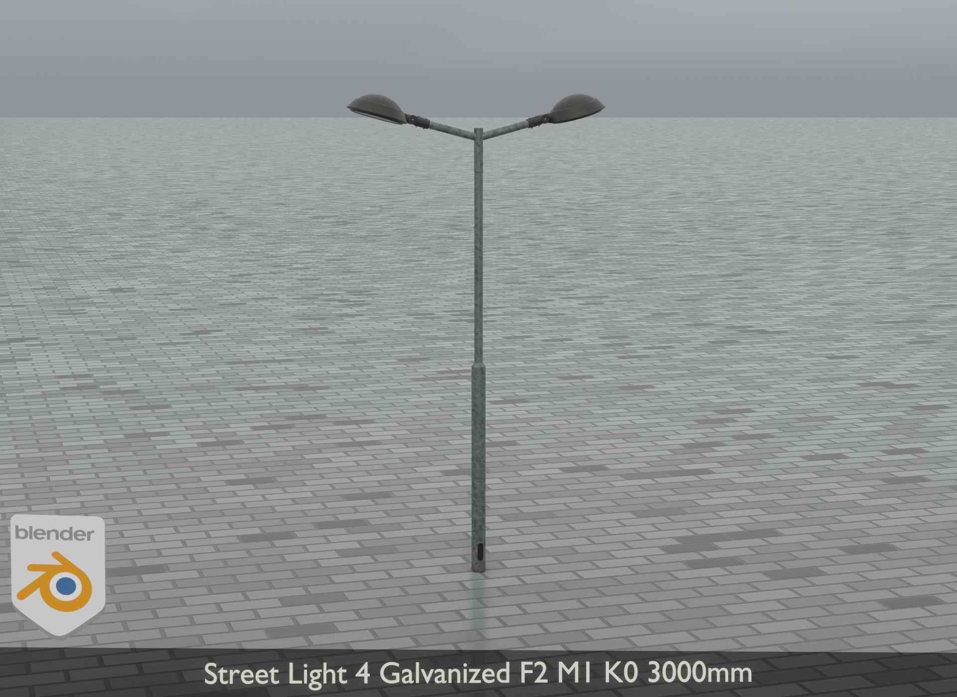 Street Light 4 Galvanized F2 M1 K0 3000mm Low-poly 3D model_18