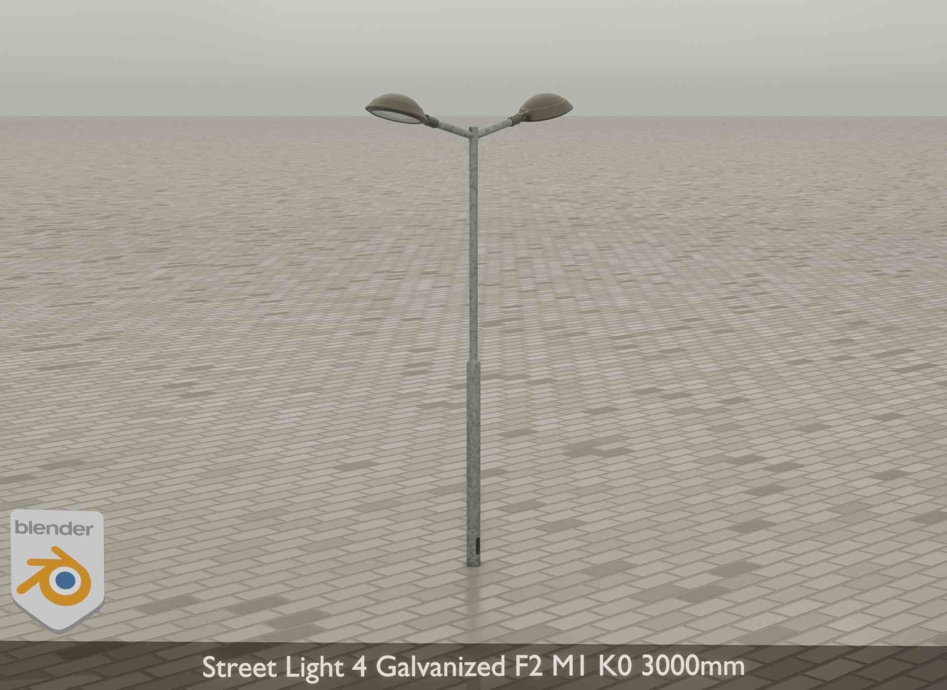 Street Light 4 Galvanized F2 M1 K0 3000mm Low-poly 3D model_35