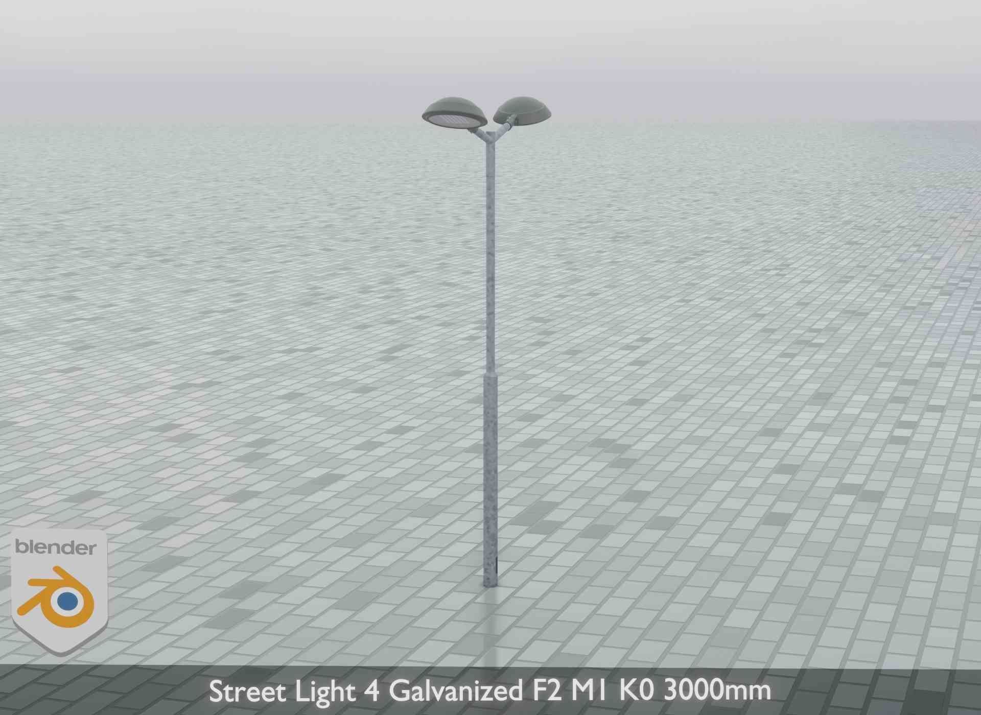 Street Light 4 Galvanized F2 M1 K0 3000mm Low-poly 3D model_12