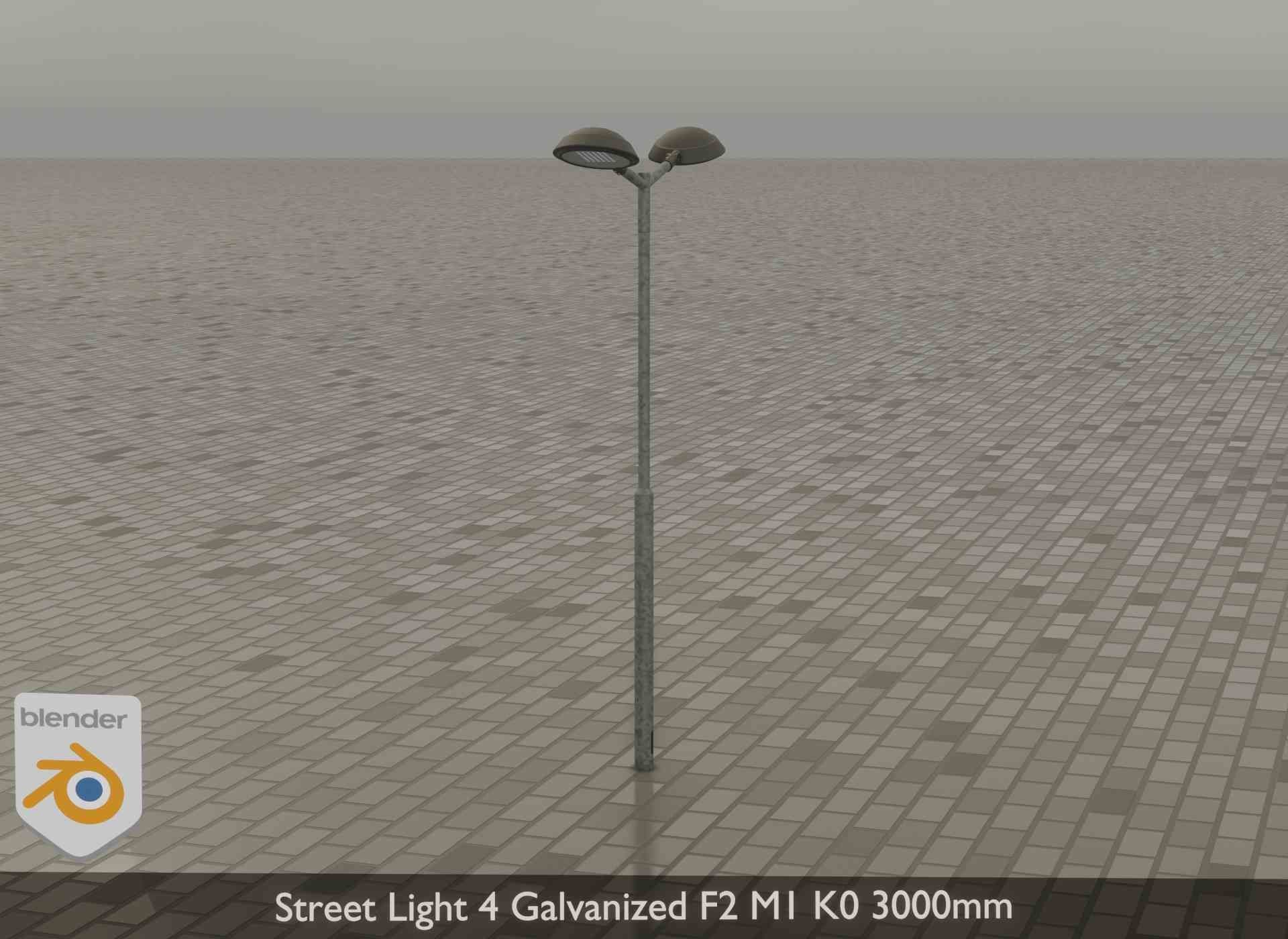 Street Light 4 Galvanized F2 M1 K0 3000mm Low-poly 3D model_32