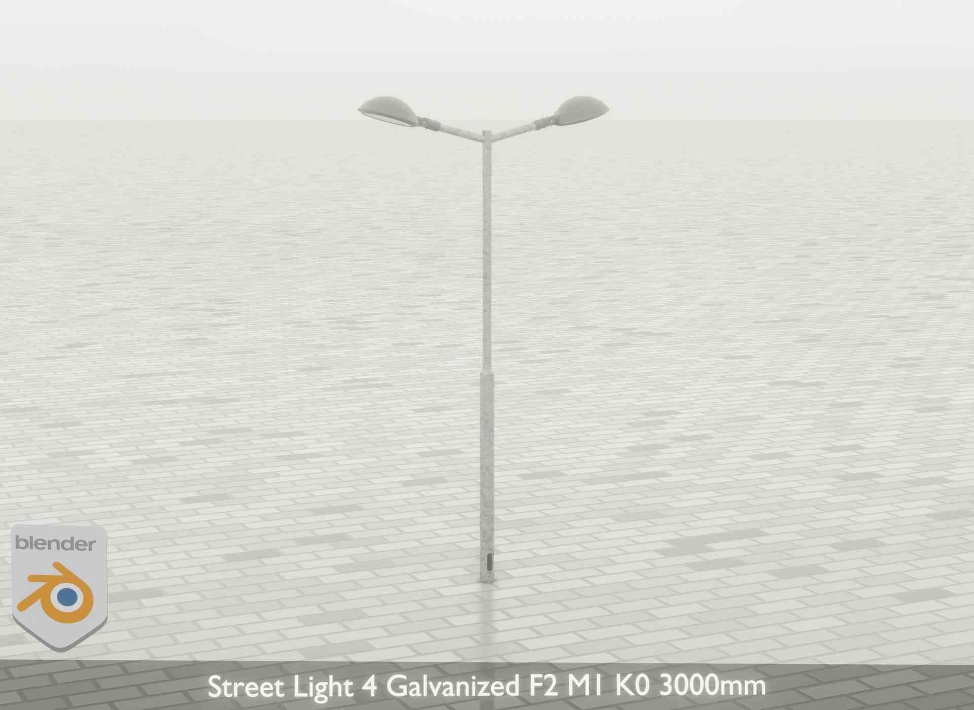 Street Light 4 Galvanized F2 M1 K0 3000mm Low-poly 3D model_57