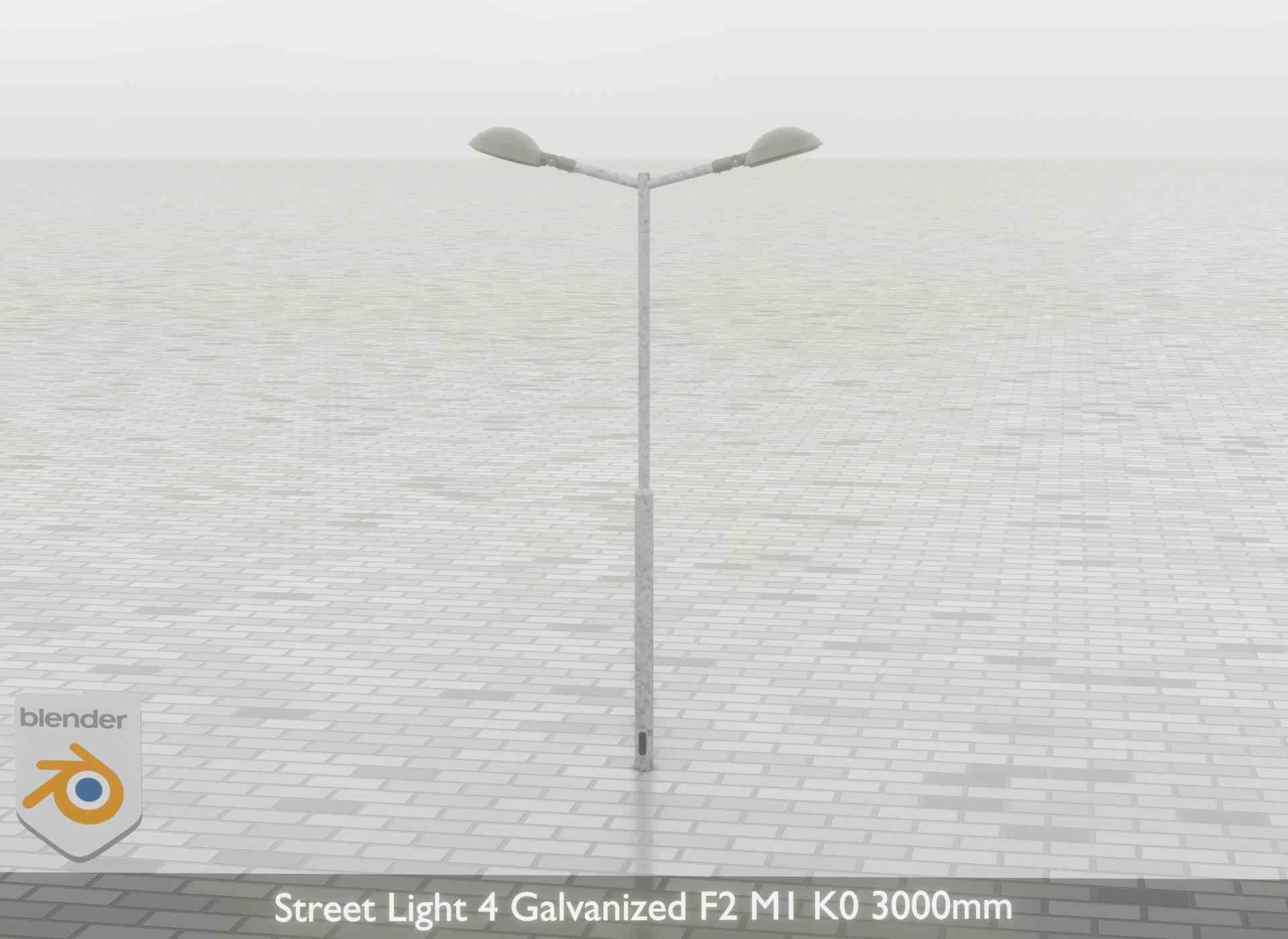 Street Light 4 Galvanized F2 M1 K0 3000mm Low-poly 3D model_61