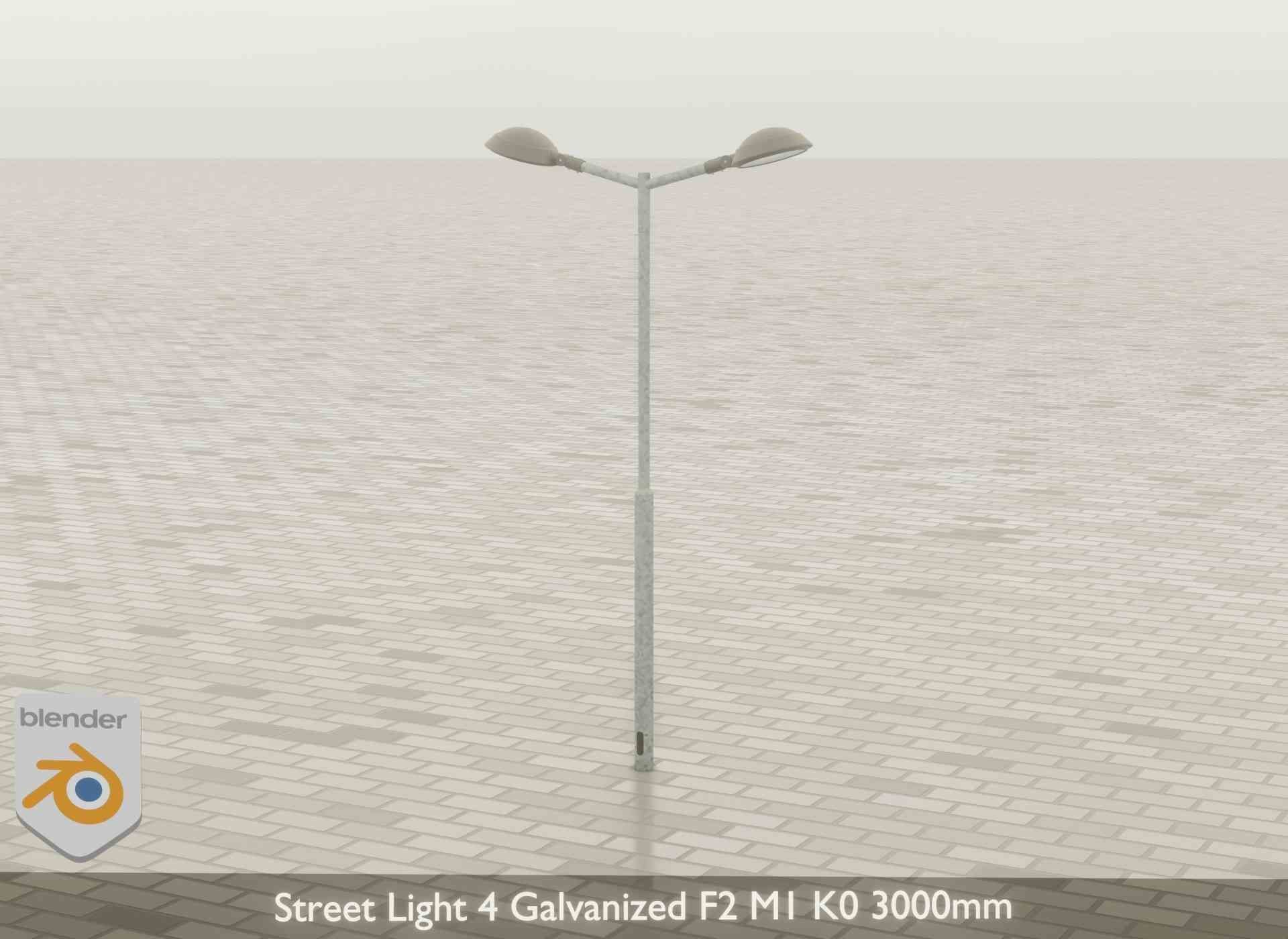Street Light 4 Galvanized F2 M1 K0 3000mm Low-poly 3D model_43