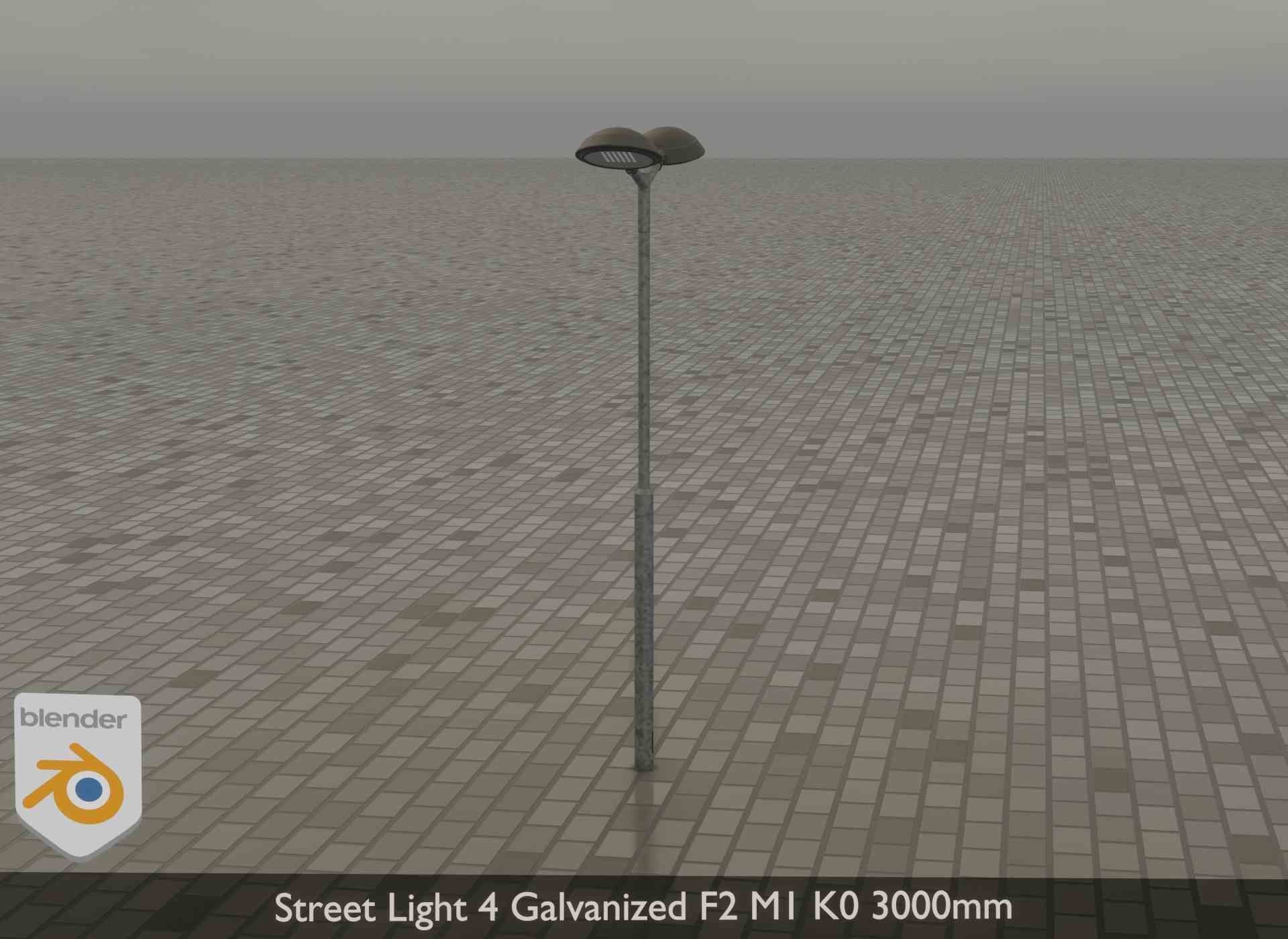 Street Light 4 Galvanized F2 M1 K0 3000mm Low-poly 3D model_31