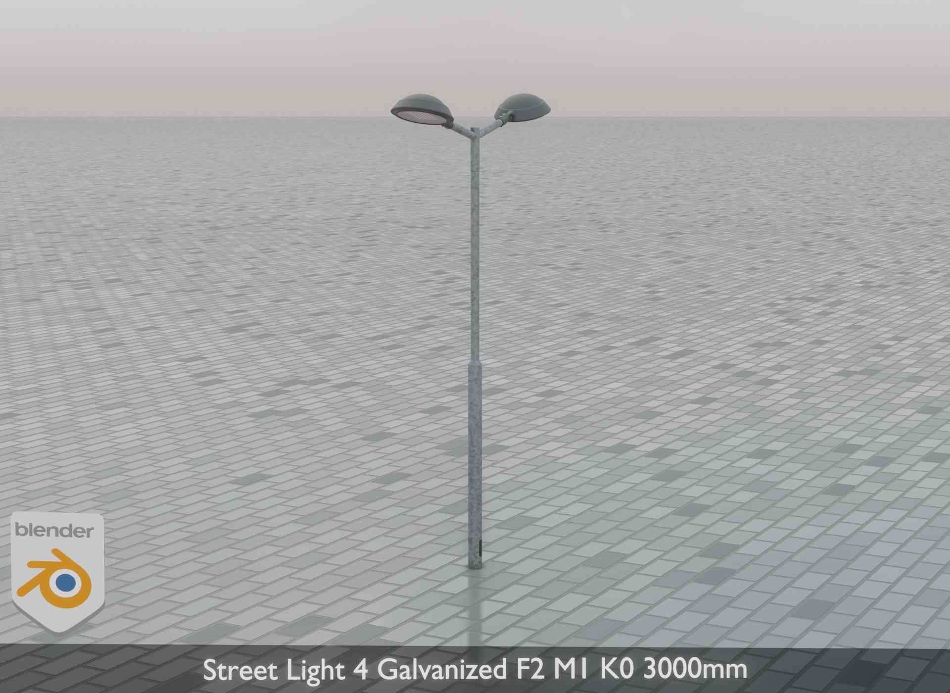 Street Light 4 Galvanized F2 M1 K0 3000mm Low-poly 3D model_73