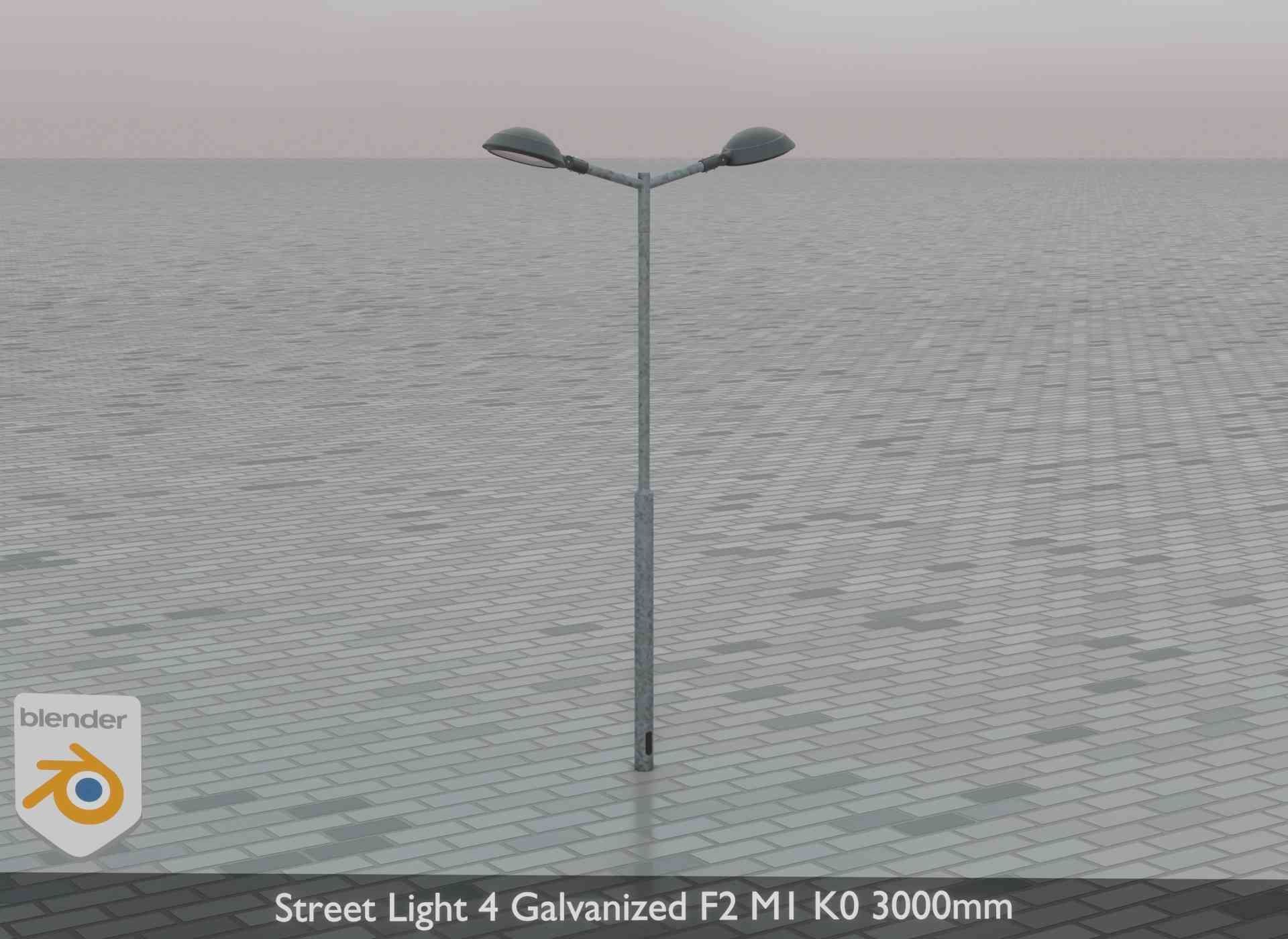 Street Light 4 Galvanized F2 M1 K0 3000mm Low-poly 3D model_76