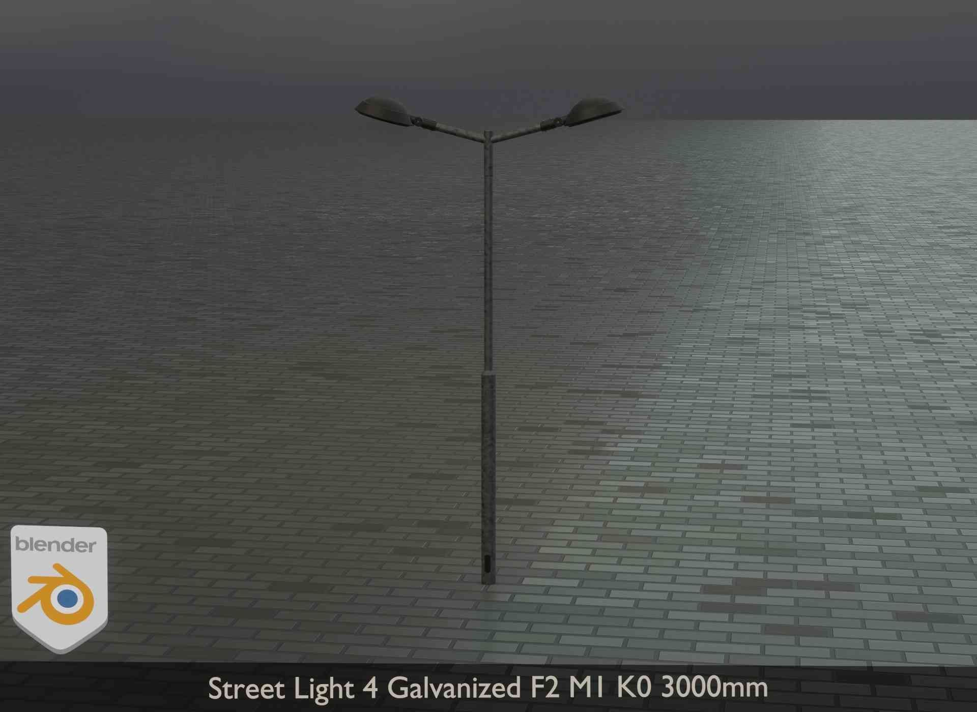 Street Light 4 Galvanized F2 M1 K0 3000mm Low-poly 3D model_21