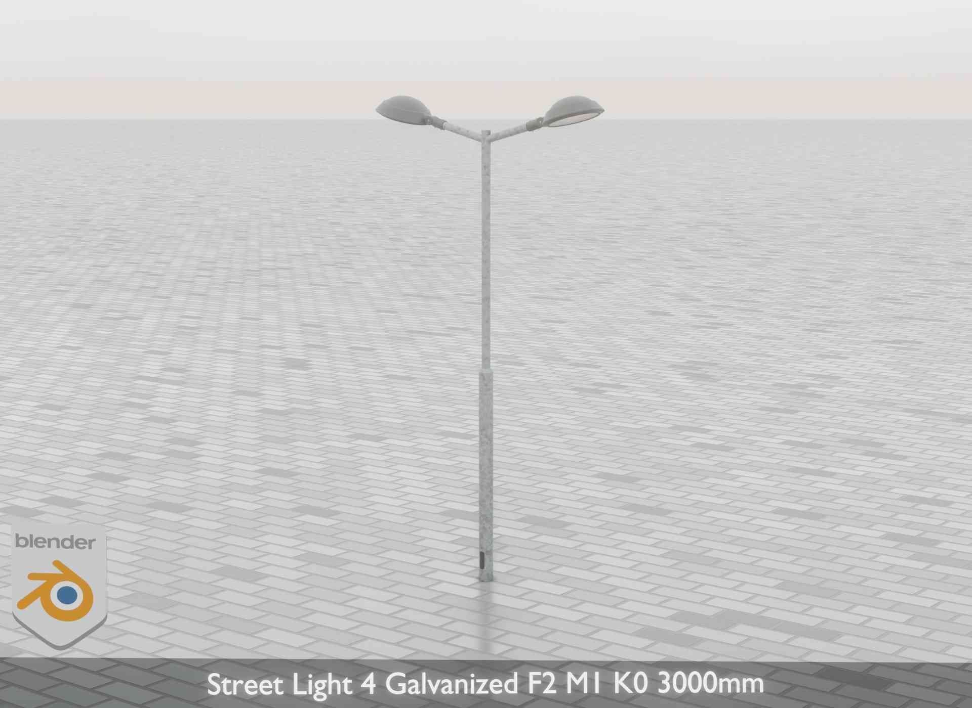 Street Light 4 Galvanized F2 M1 K0 3000mm Low-poly 3D model_64
