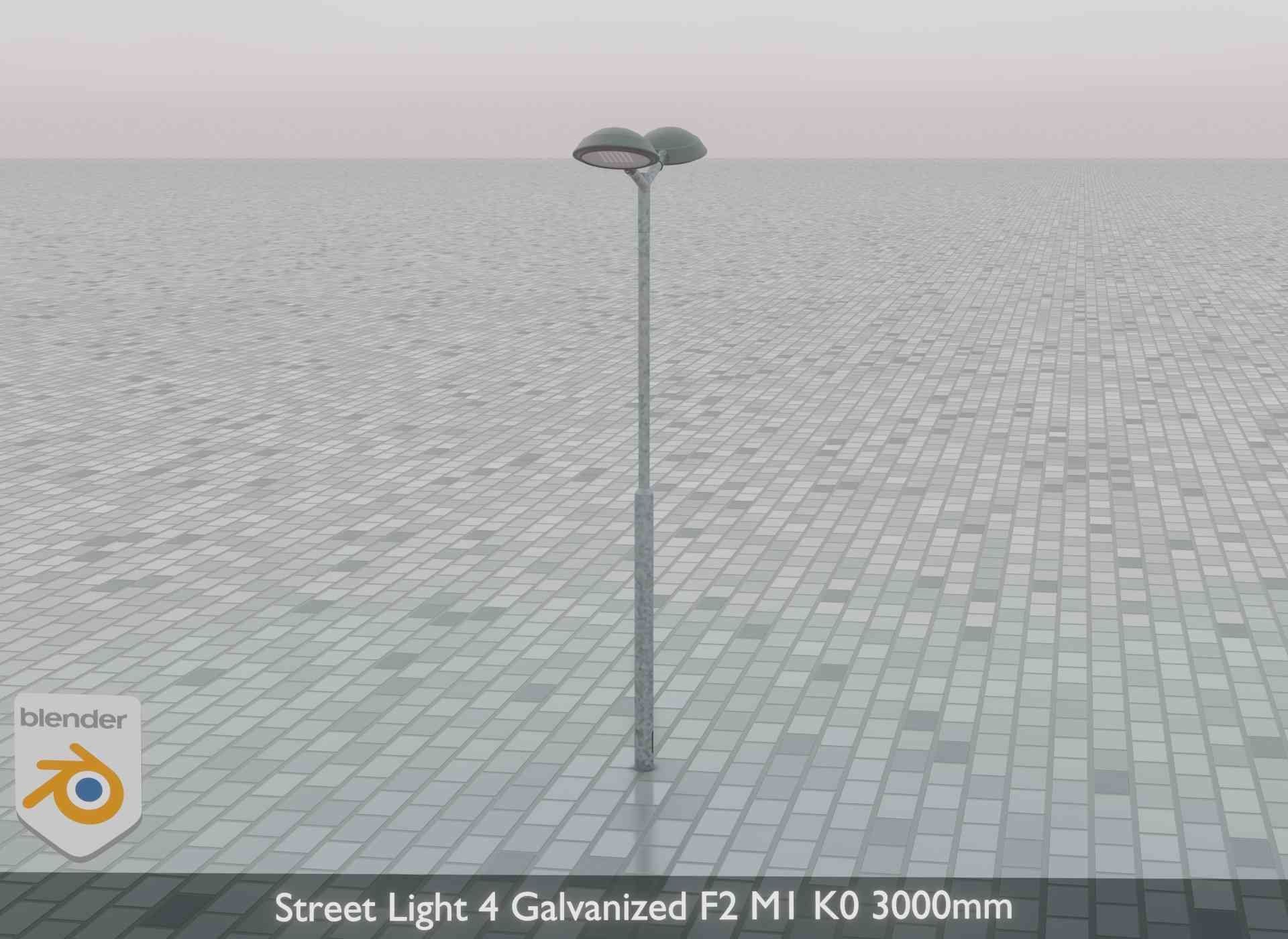 Street Light 4 Galvanized F2 M1 K0 3000mm Low-poly 3D model_71