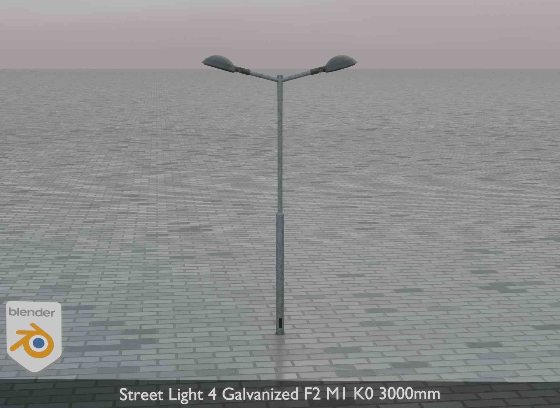 Street Light 4 Galvanized F2 M1 K0 3000mm Low-poly 3D model_79