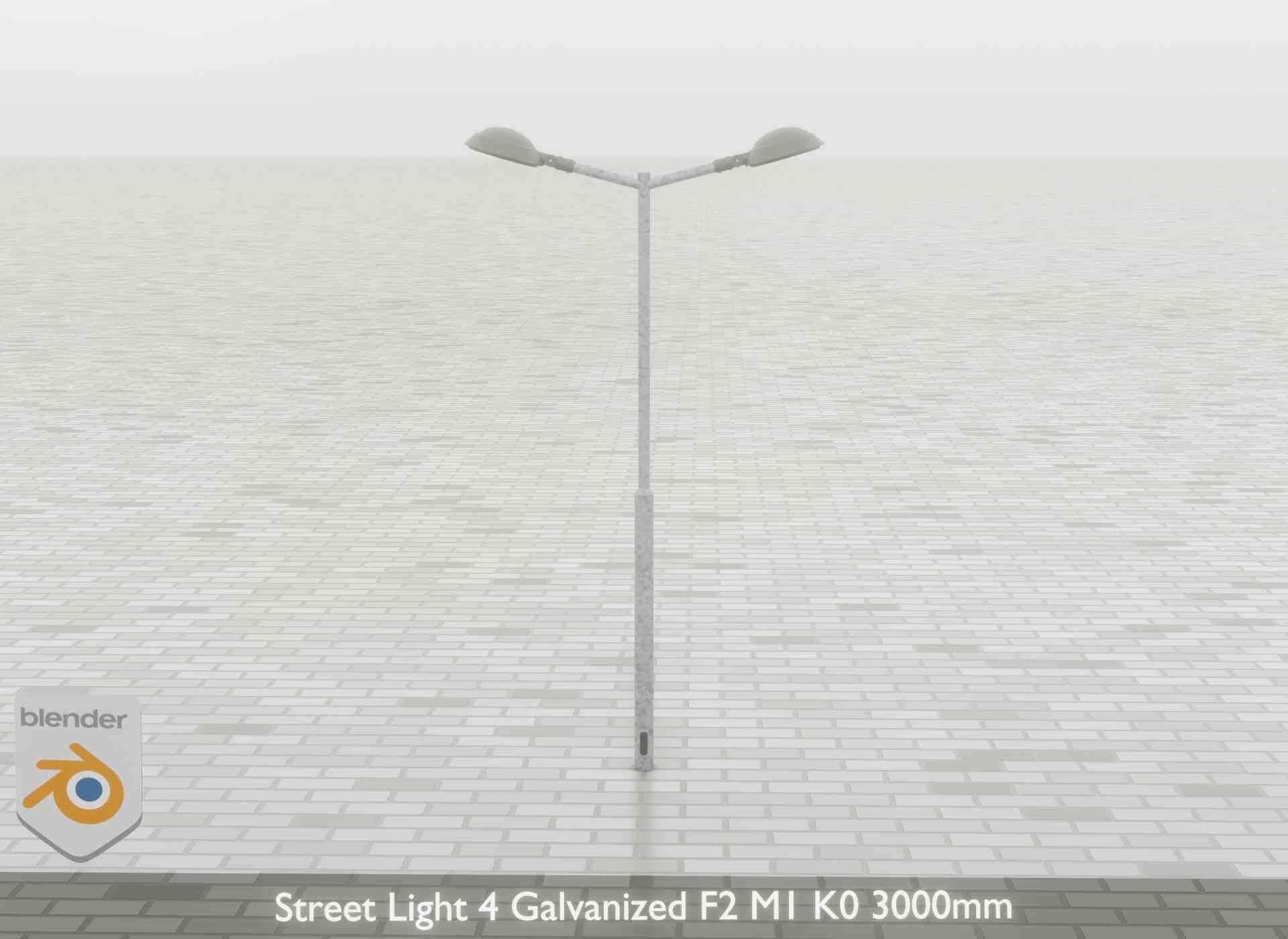 Street Light 4 Galvanized F2 M1 K0 3000mm Low-poly 3D model_60