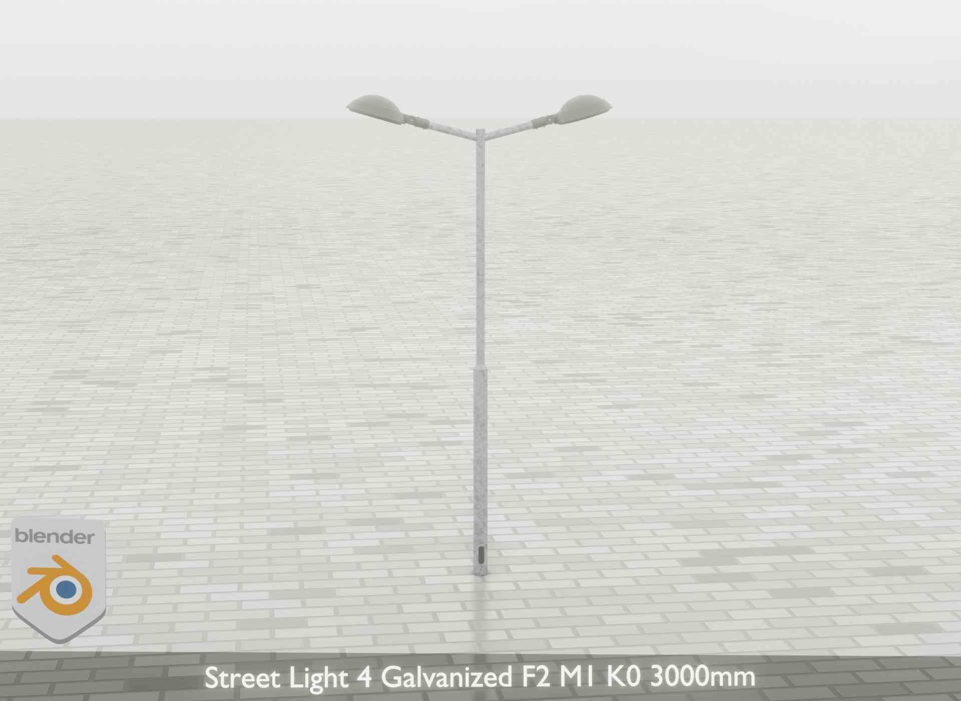 Street Light 4 Galvanized F2 M1 K0 3000mm Low-poly 3D model_59