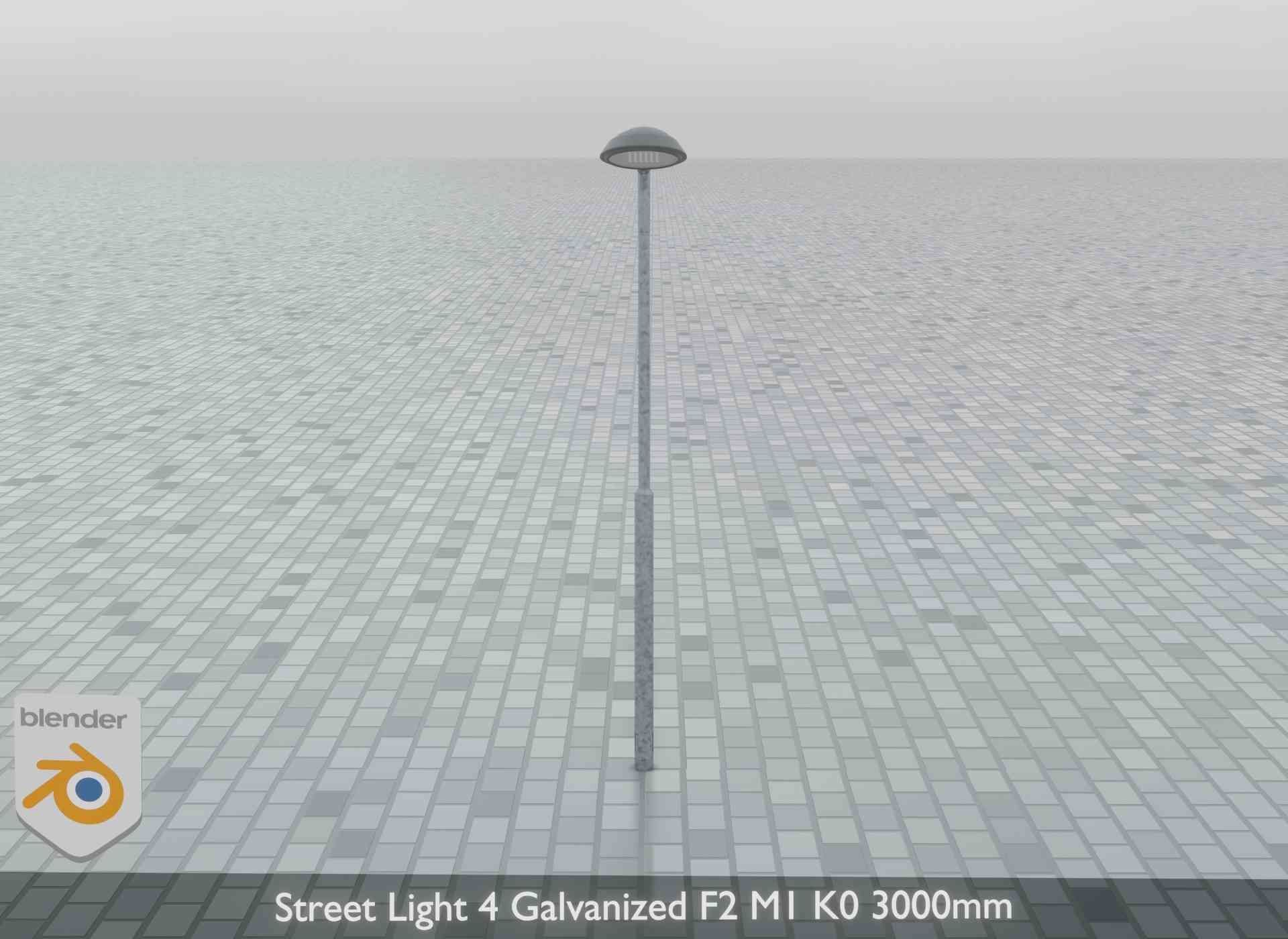 Street Light 4 Galvanized F2 M1 K0 3000mm Low-poly 3D model_10