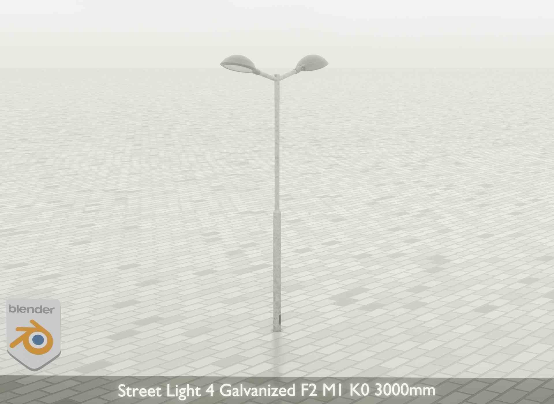 Street Light 4 Galvanized F2 M1 K0 3000mm Low-poly 3D model_54