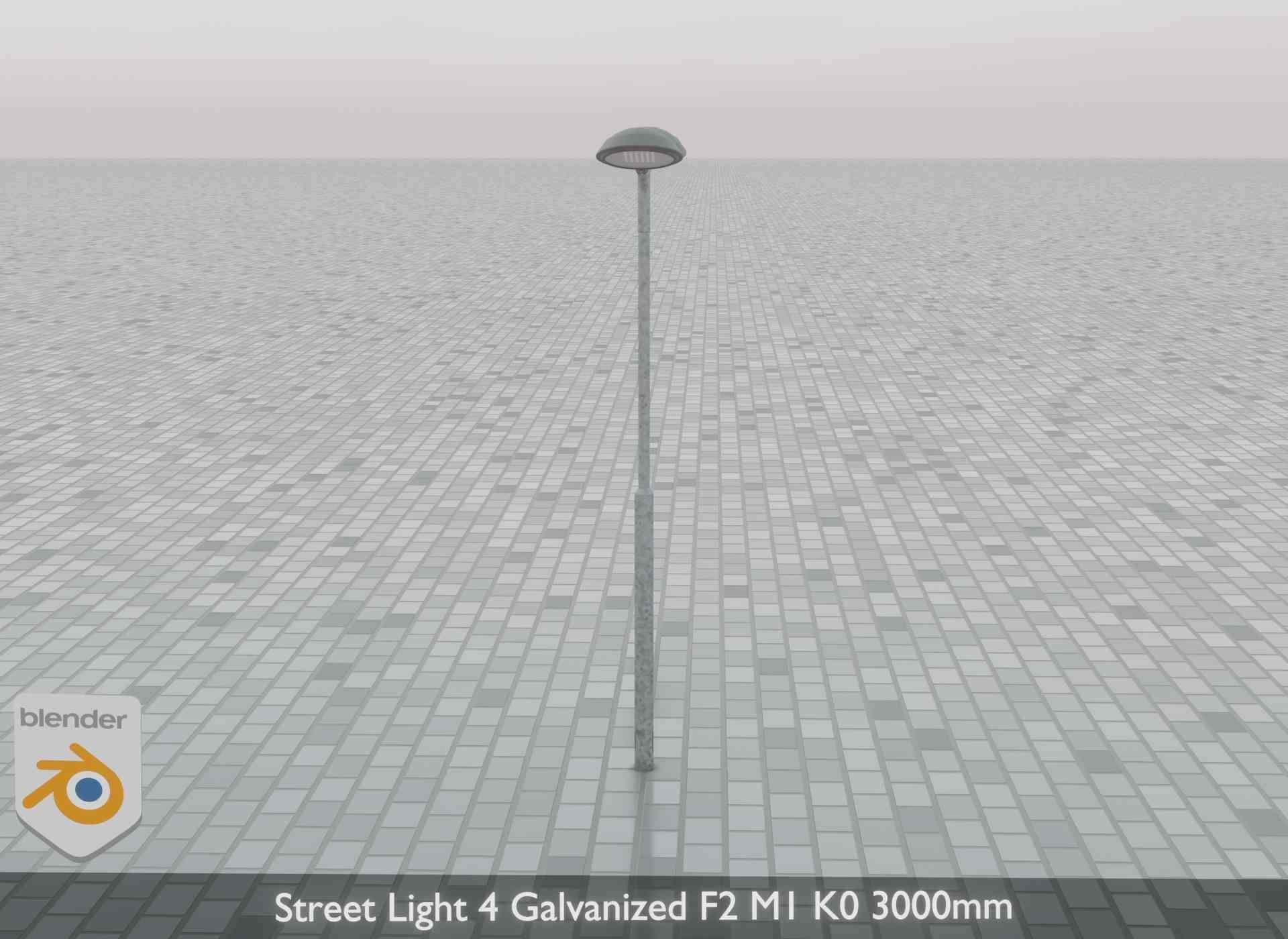 Street Light 4 Galvanized F2 M1 K0 3000mm Low-poly 3D model_70