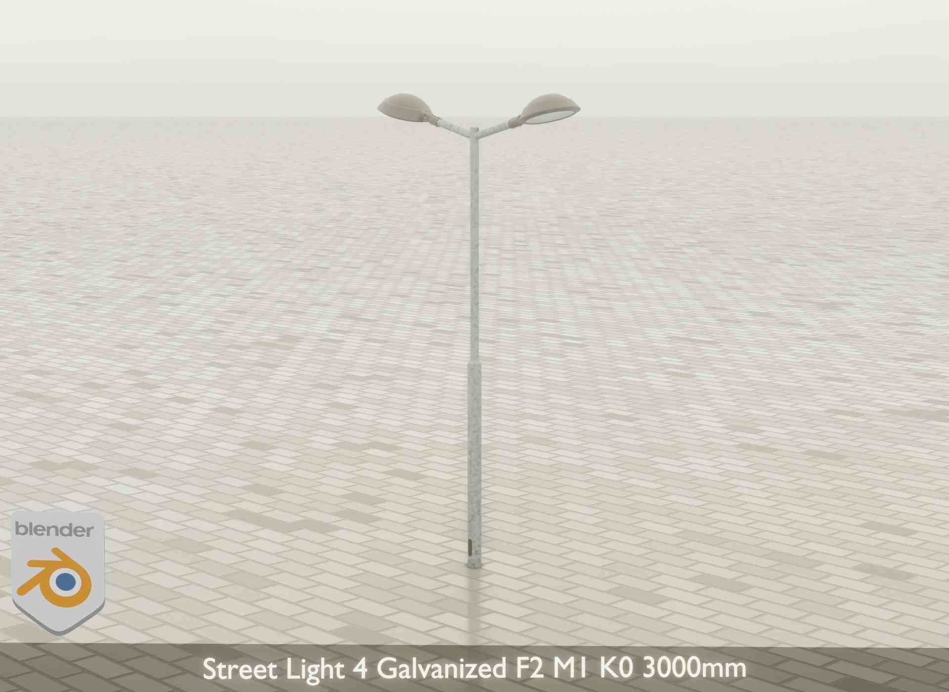 Street Light 4 Galvanized F2 M1 K0 3000mm Low-poly 3D model_45