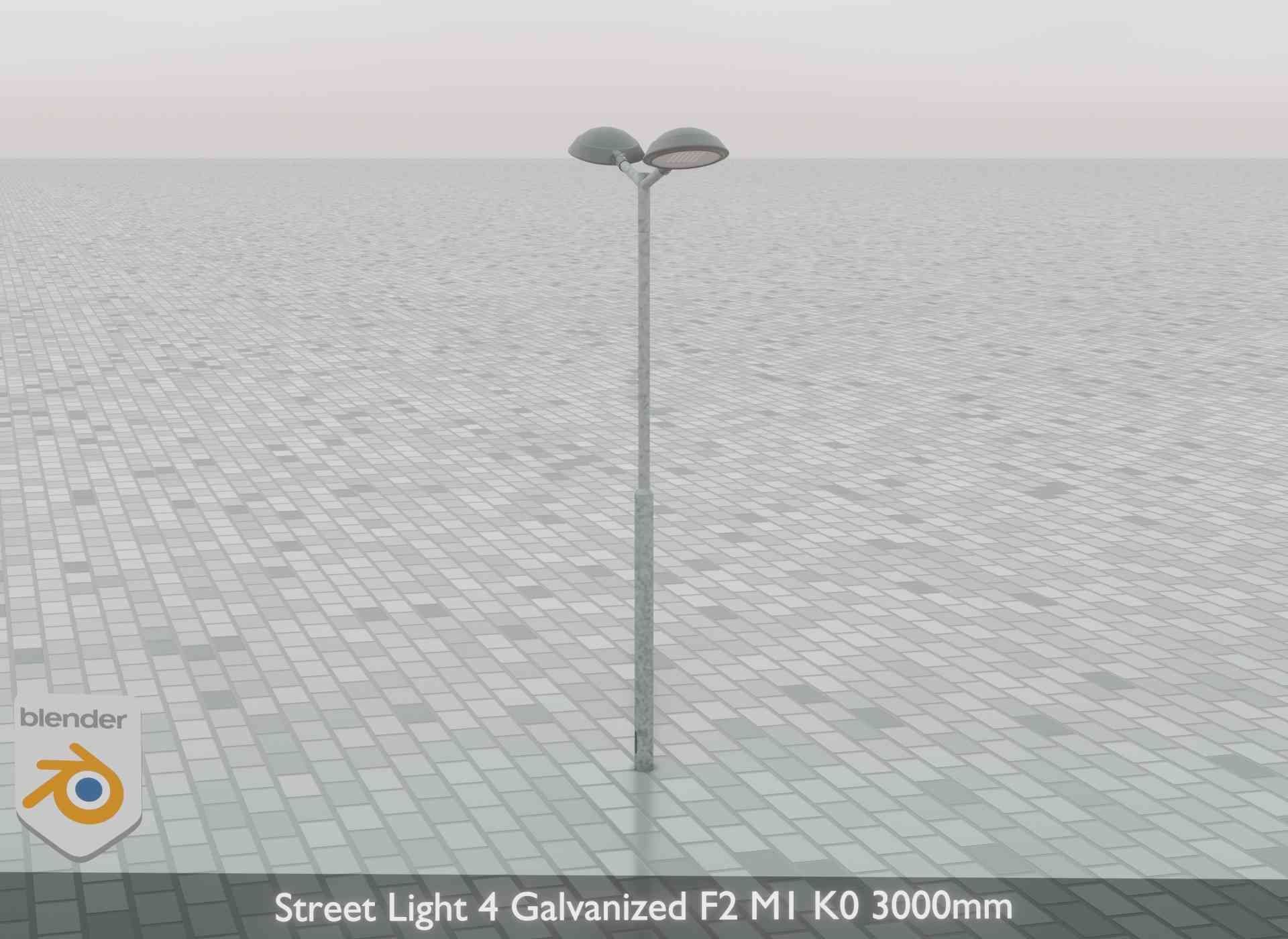 Street Light 4 Galvanized F2 M1 K0 3000mm Low-poly 3D model_68