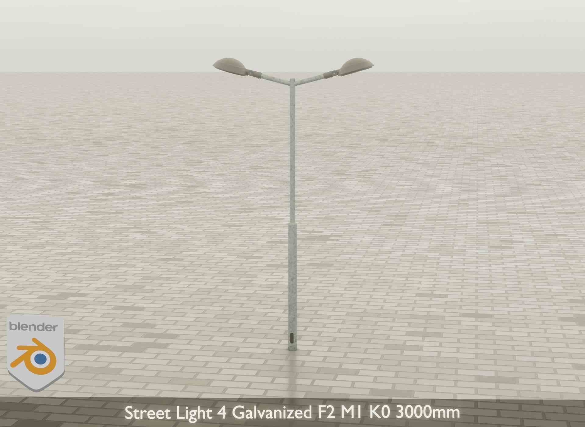 Street Light 4 Galvanized F2 M1 K0 3000mm Low-poly 3D model_41