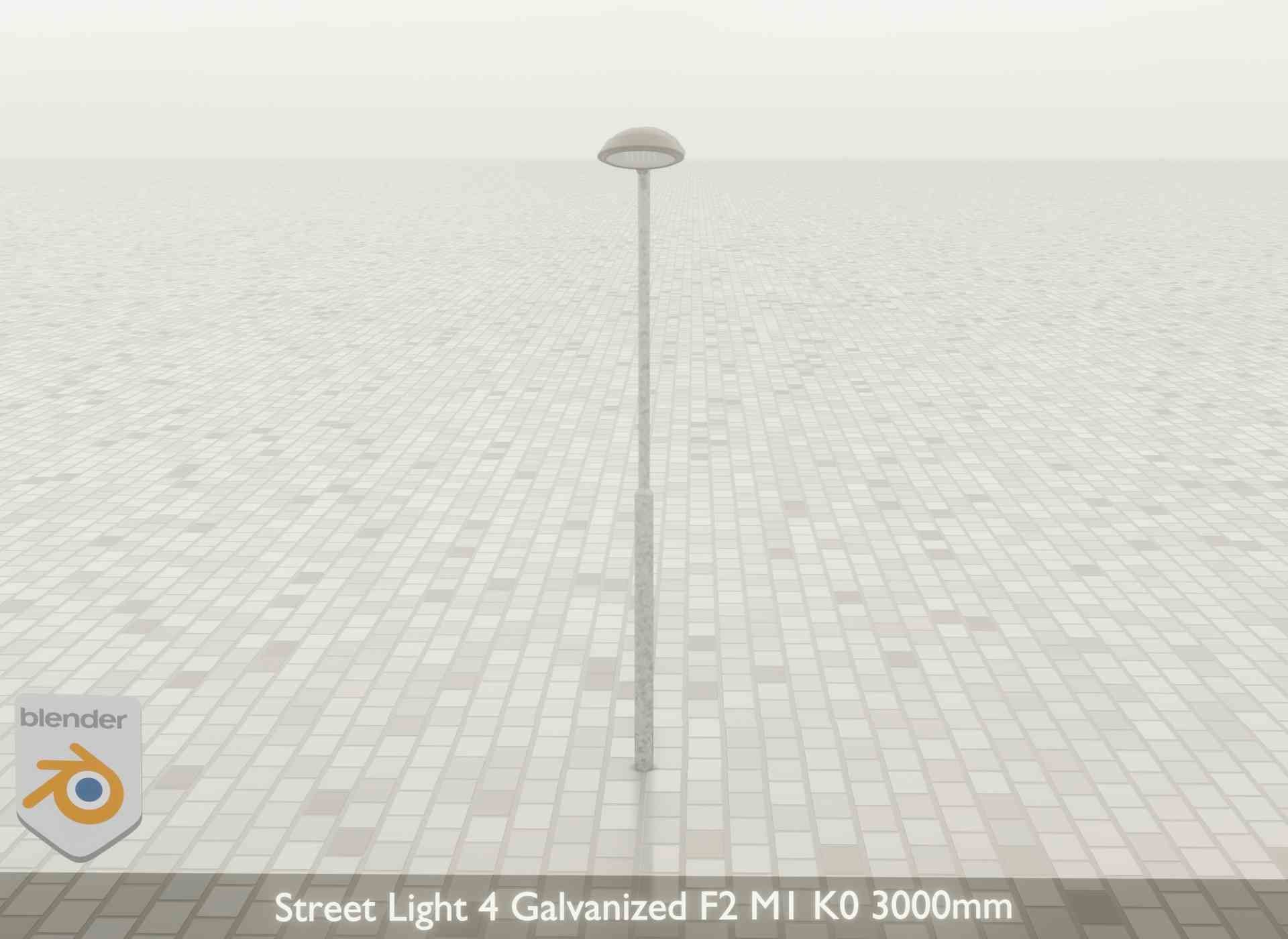 Street Light 4 Galvanized F2 M1 K0 3000mm Low-poly 3D model_50