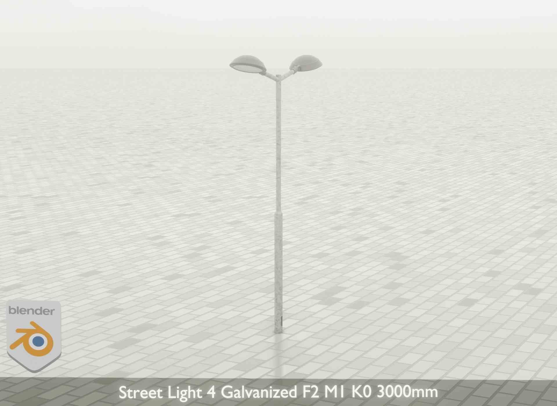 Street Light 4 Galvanized F2 M1 K0 3000mm Low-poly 3D model_53
