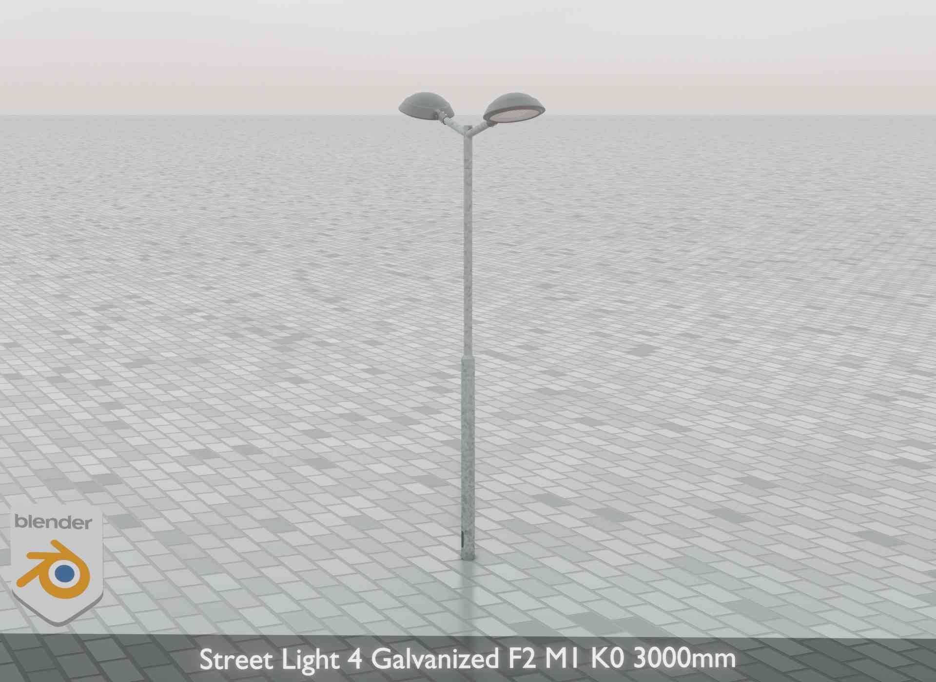 Street Light 4 Galvanized F2 M1 K0 3000mm Low-poly 3D model_67