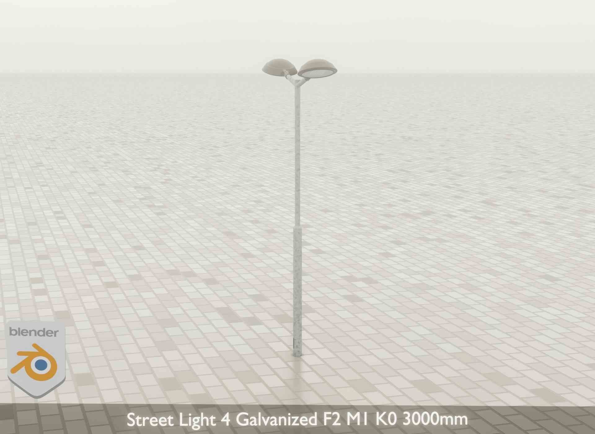 Street Light 4 Galvanized F2 M1 K0 3000mm Low-poly 3D model_48