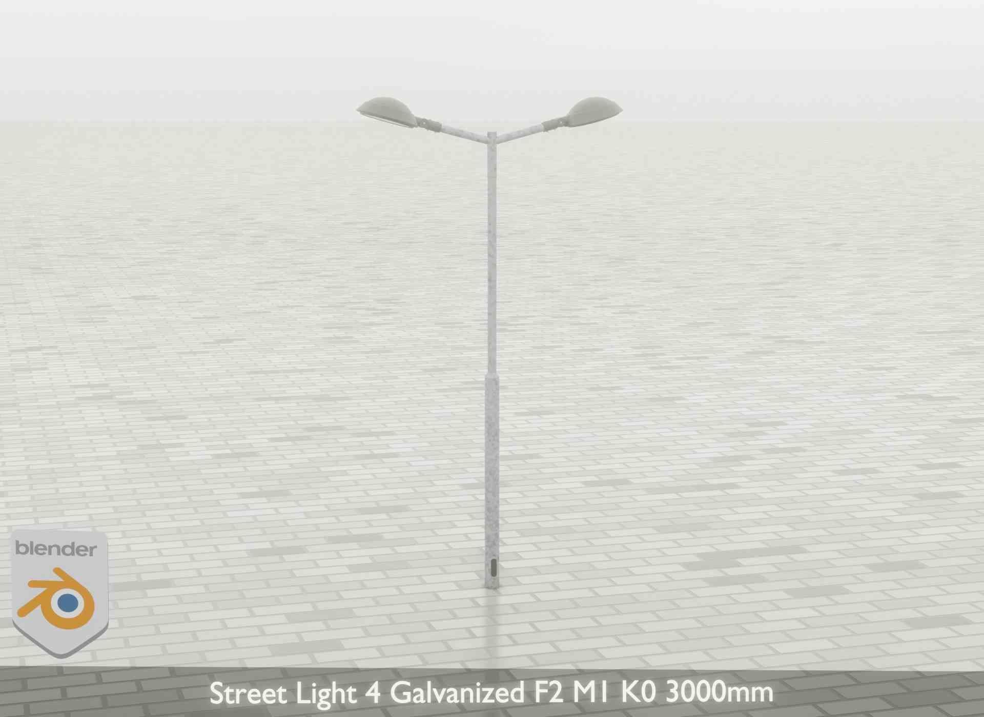 Street Light 4 Galvanized F2 M1 K0 3000mm Low-poly 3D model_58