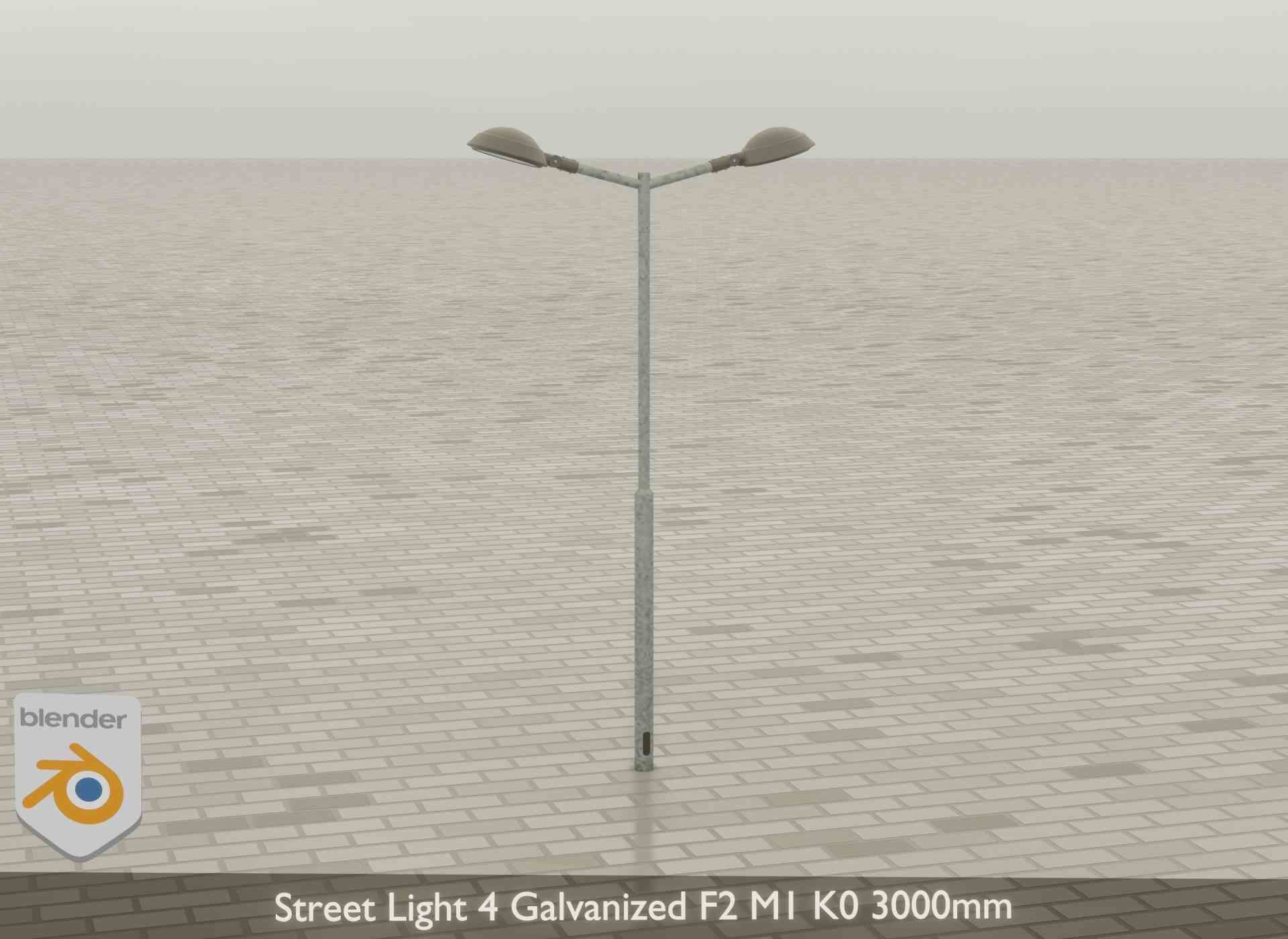 Street Light 4 Galvanized F2 M1 K0 3000mm Low-poly 3D model_38